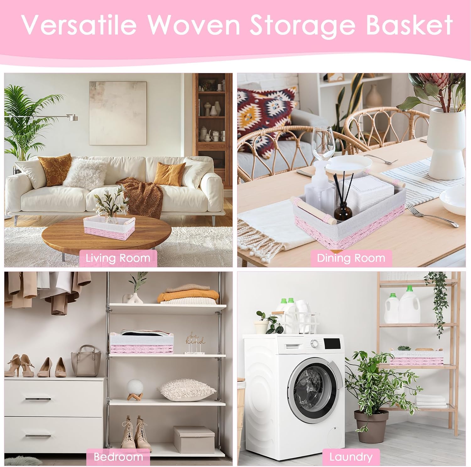 Wicker Storage Basket / Pink