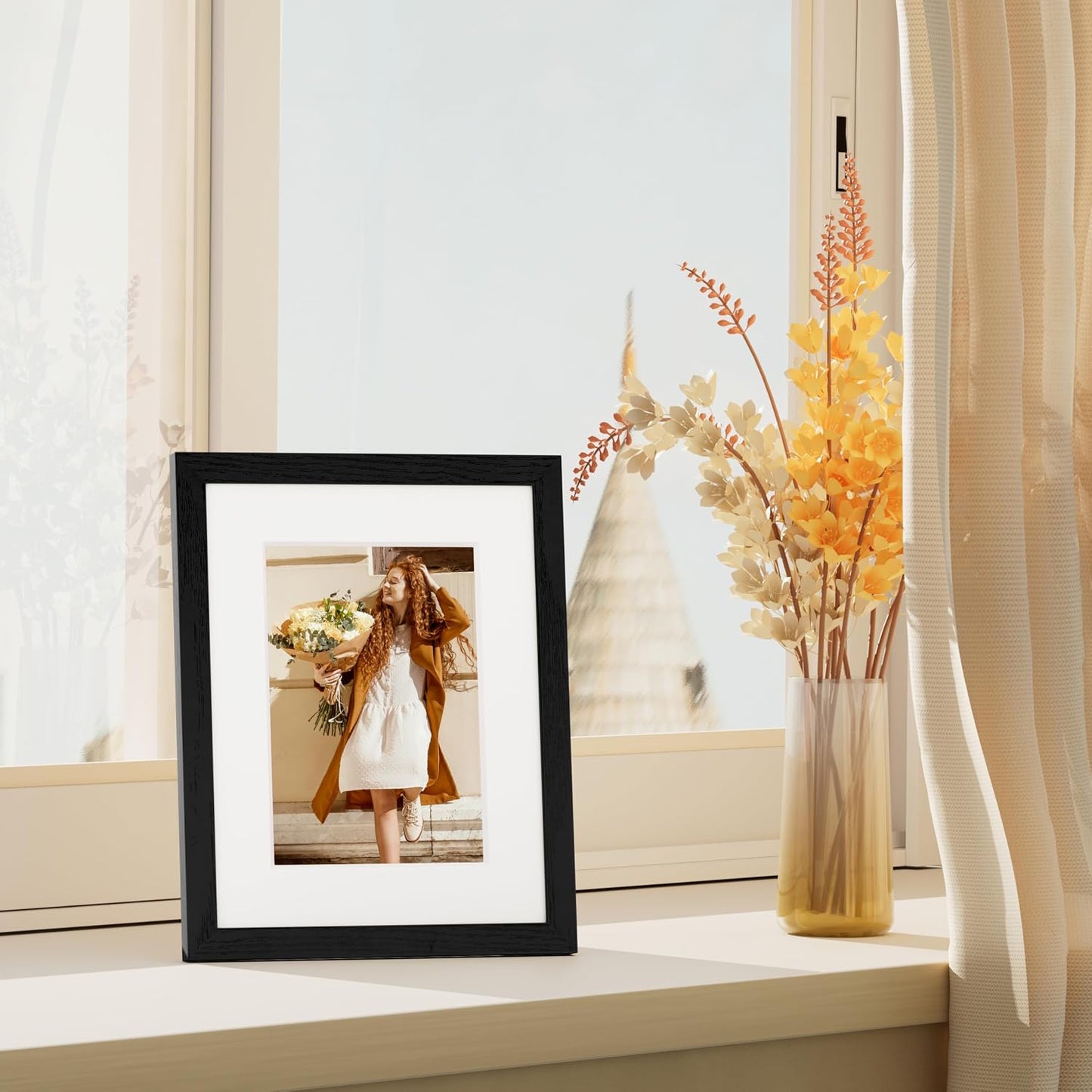 Picture Frame / Mat or without Mat / Black / 8 x 10 / Set of 4