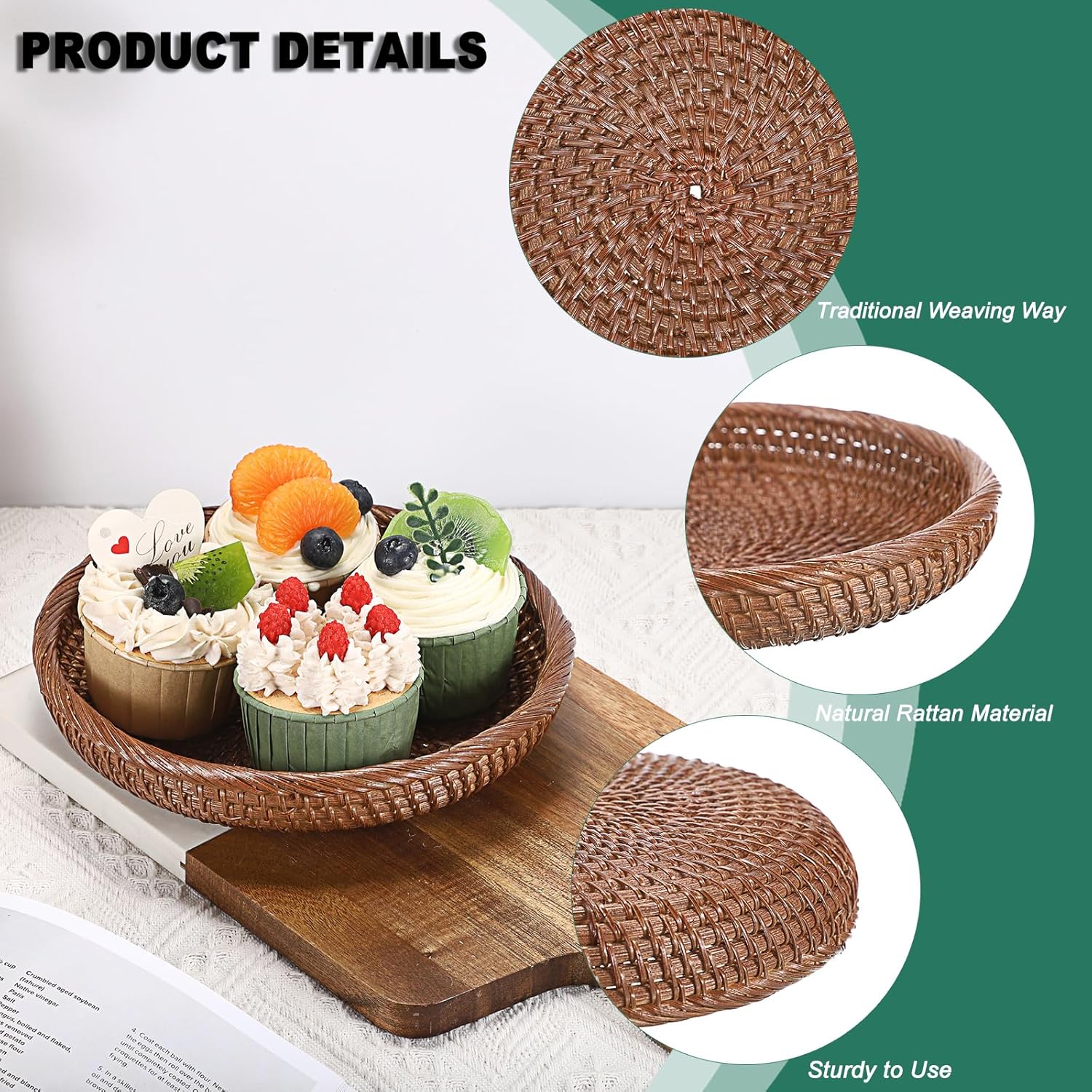 Small Key Basket Bowl for Entryway 7.6" Round Woven Wicker Basket Fruit Serving / Small, 7.6 / Brown