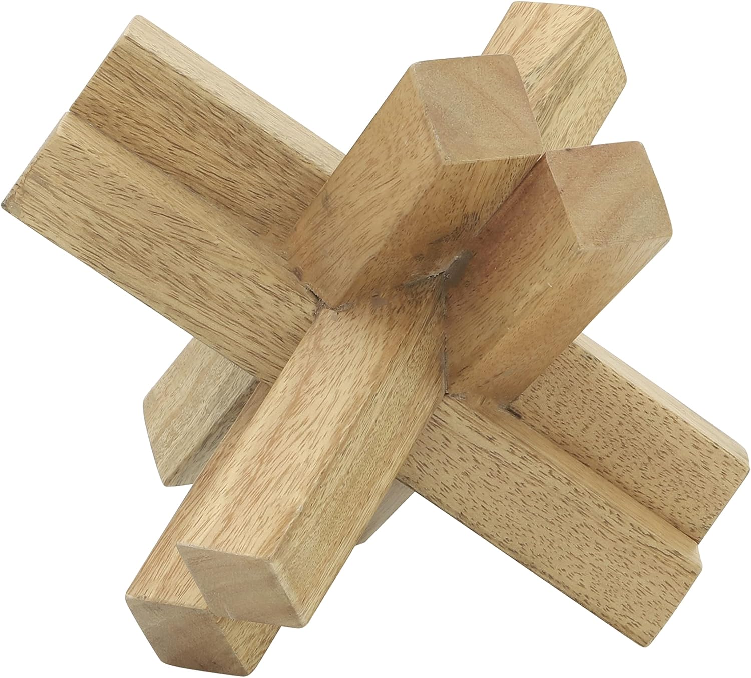 Modern Jacks Sculpture Decorative Wooden Accent / 6.0" H / Brown