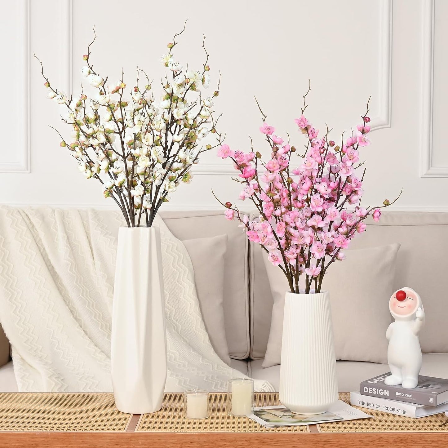 36'' Long Stem Artificial Flowers for Tall Vase / Pink / Set of 4