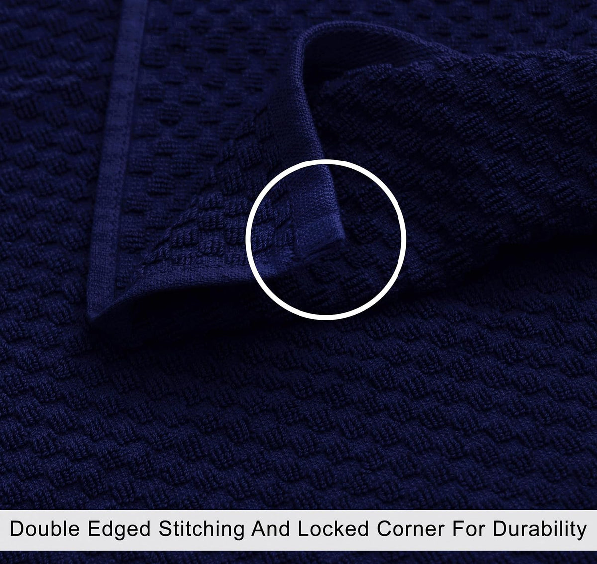 COTTON CRAFT Euro Spa Waffle Weave Bath Towels - Set of 4 Navy Towels | Pure 100% Ringspun Cotton Oversized Luxurious