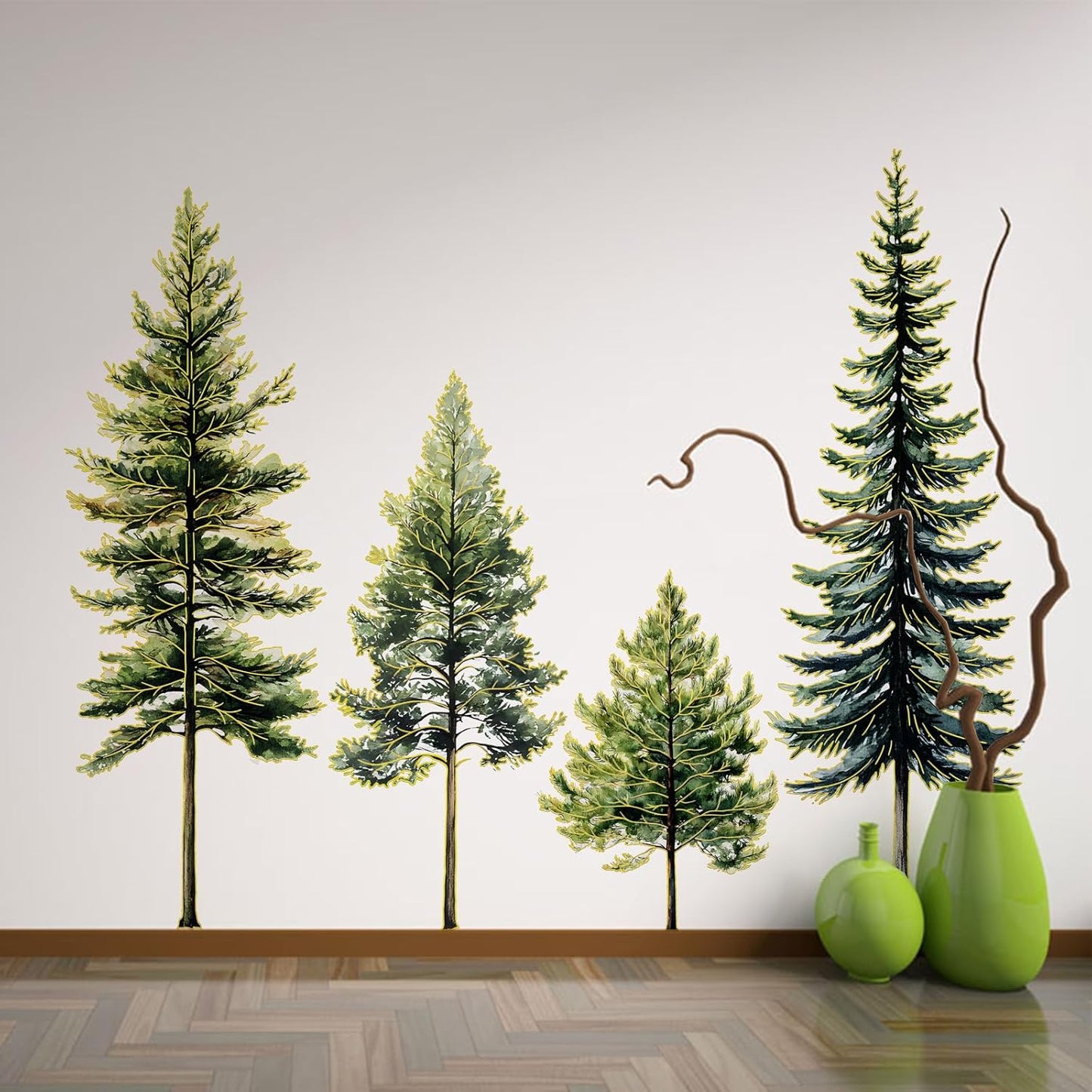 Pine Tree Wall Decal / Green / 11.8*35.4inch
