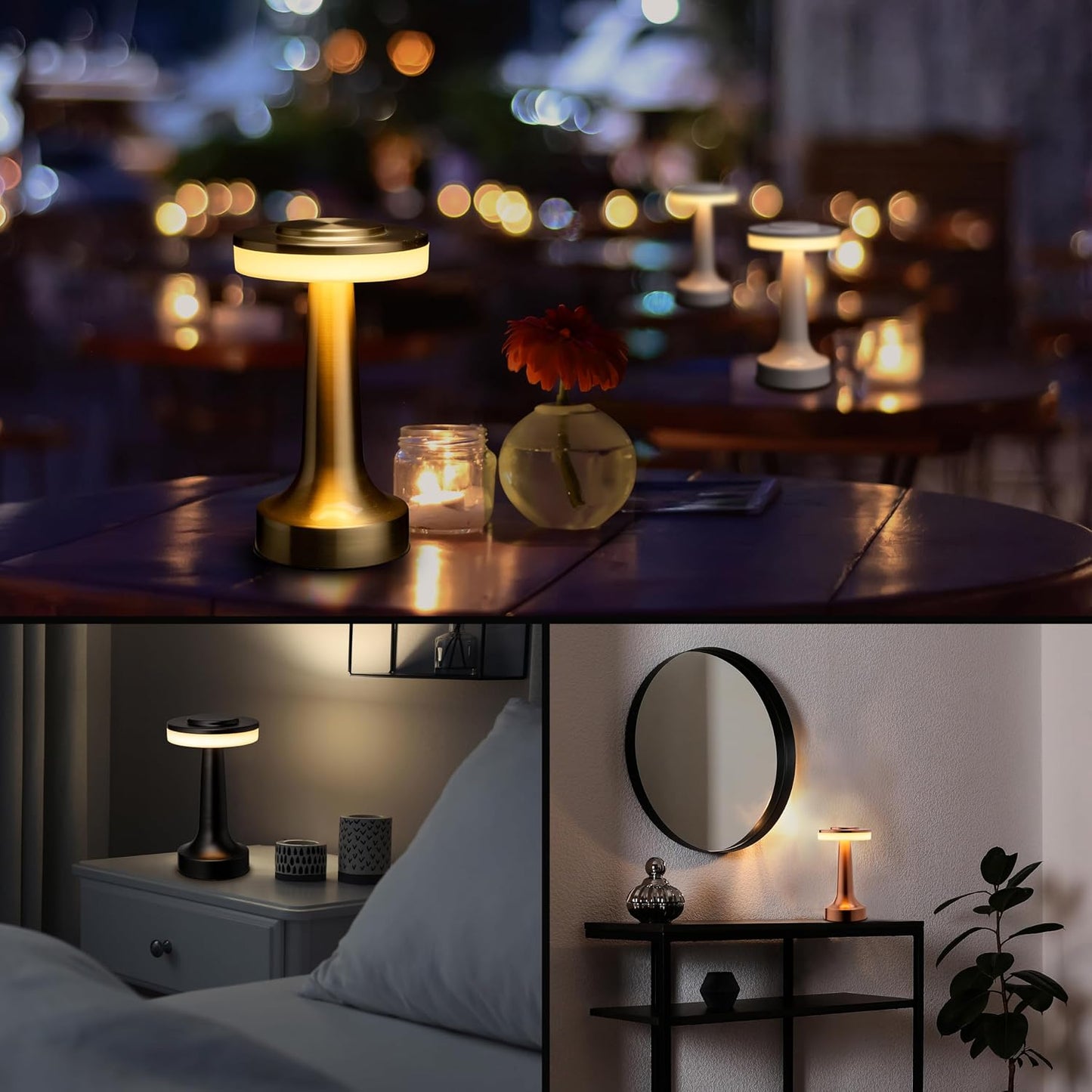 O’Bright Portable LED Table Lamp with Touch Sensor, 3-Levels Brightness, Rechargeable Battery Up to 48 Hours Usage