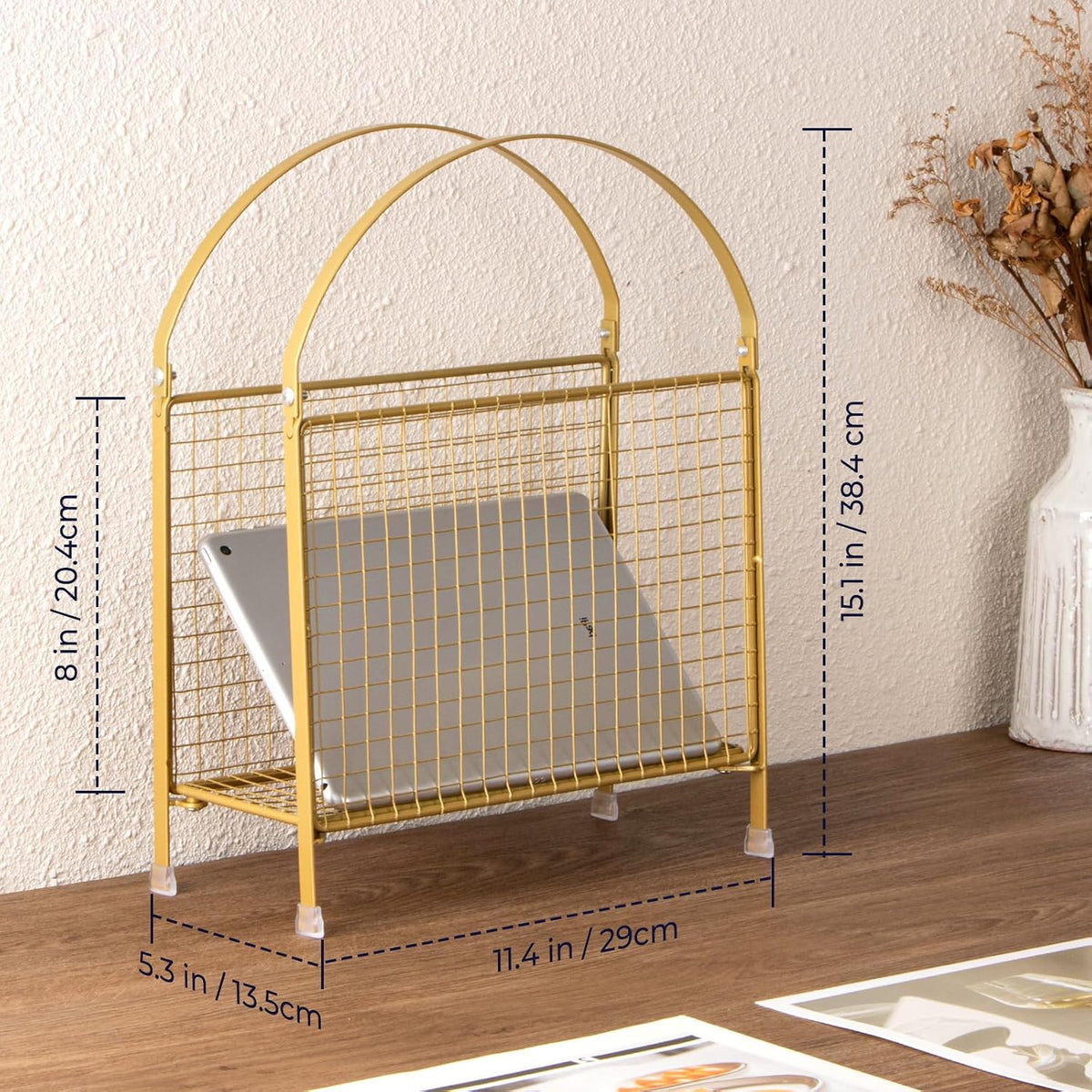 Freestanding Magazine Holder, Metal Magazine Rack Floor Stand | Modern Touch Handbag Design, for Magazine, Newspaper