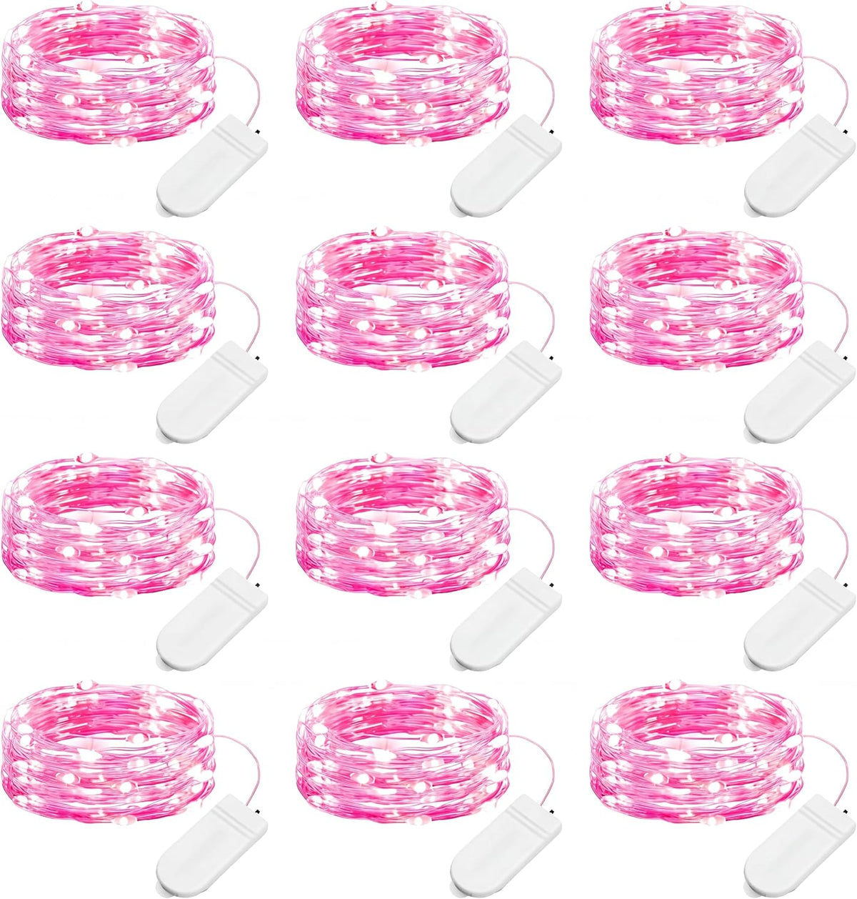 Brightown 12 Pack Valentine's Day Pink Fairy Lights Battery Operated