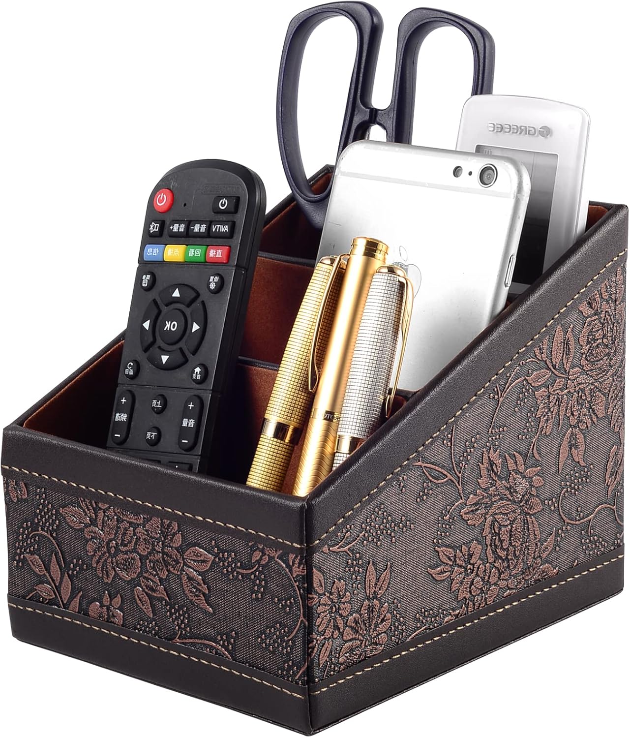 PU Leather TV Remote Control Holder / Brown