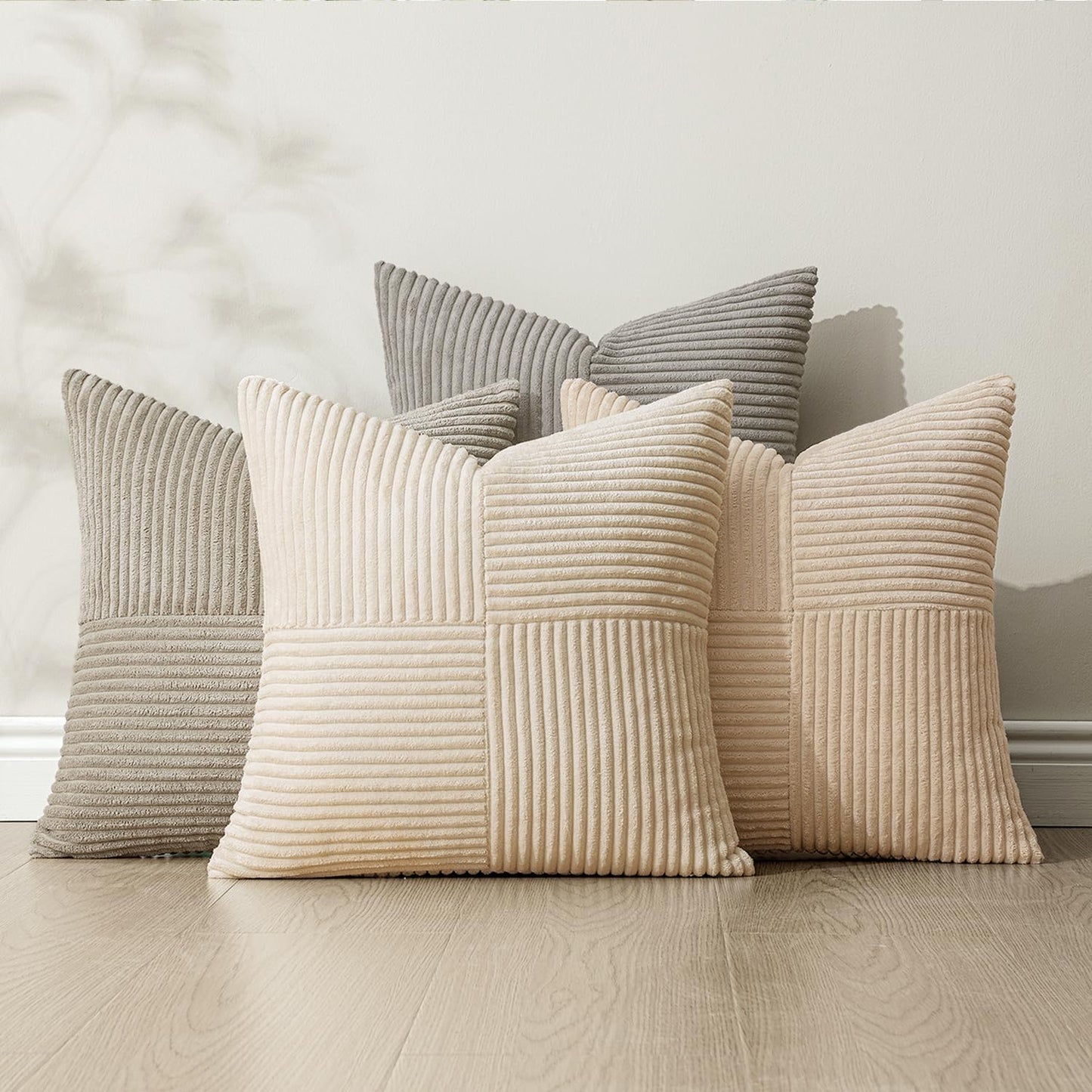 Decorative Throw Pillow Covers for Livingroom Couch Sofa Modern / 18 x 18 / Neutral / Set of 4