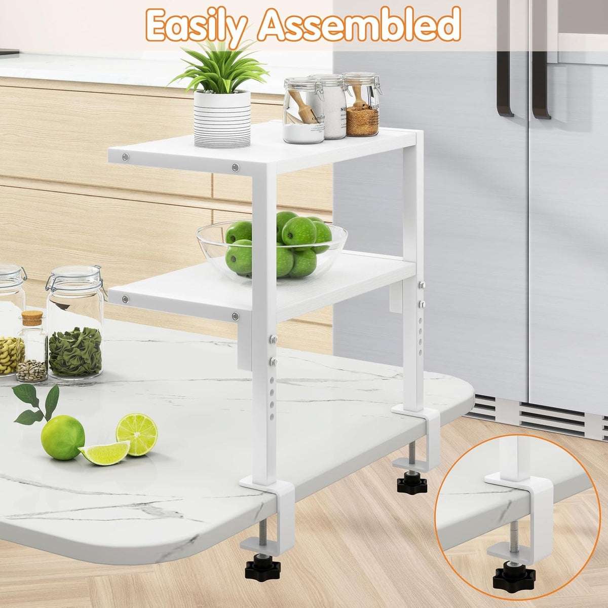 IBUYKE Clamp on Desk Organizer Shelf,Desk Extender Shelves UTMZ007W | 12.9 inches,2-Tier Adjustable Storage Shelves