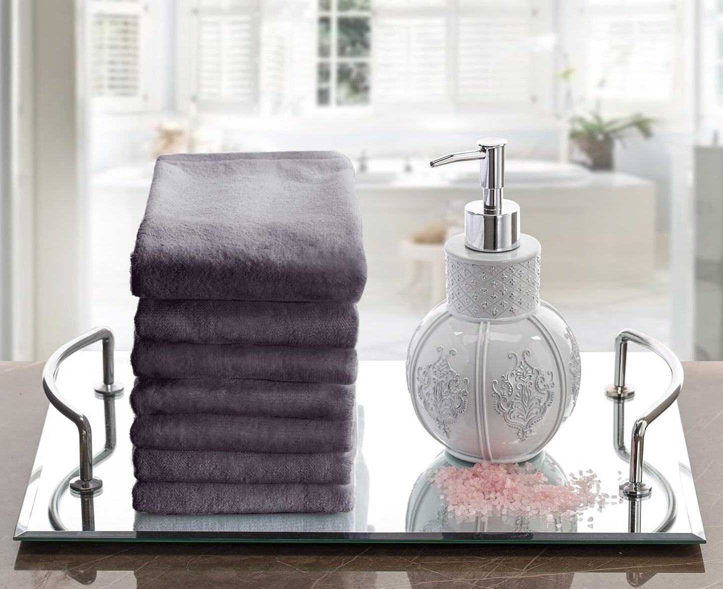 Creative Scents Cotton Fingertip Towels Set - 4 Pack - 11 x 18 Inches Decorative Small Extra-Absorbent and Soft Terry