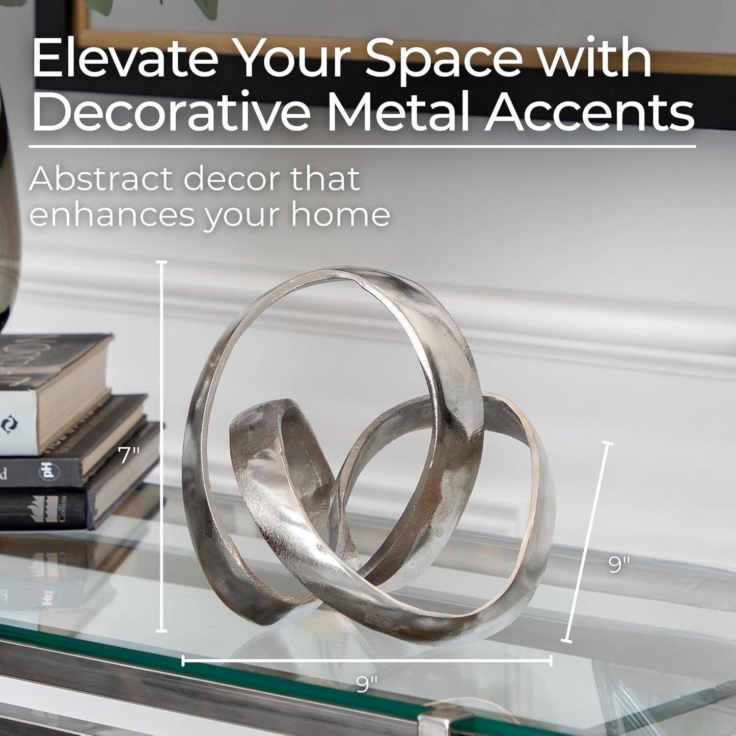 Minimalist Shelves & Coffee Table Decor / 7" H / Silver