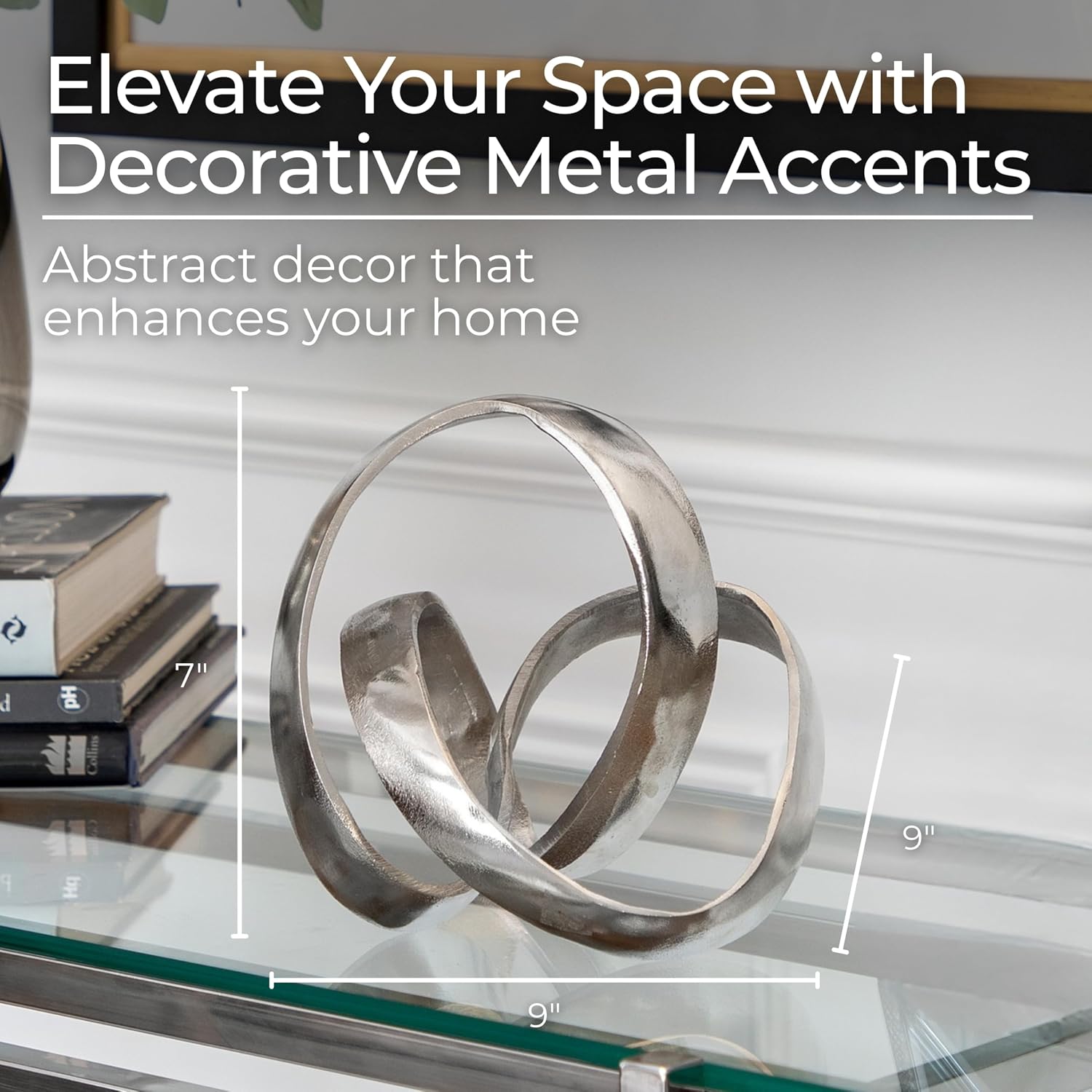 Minimalist Shelves & Coffee Table Decor / 7" H / Silver