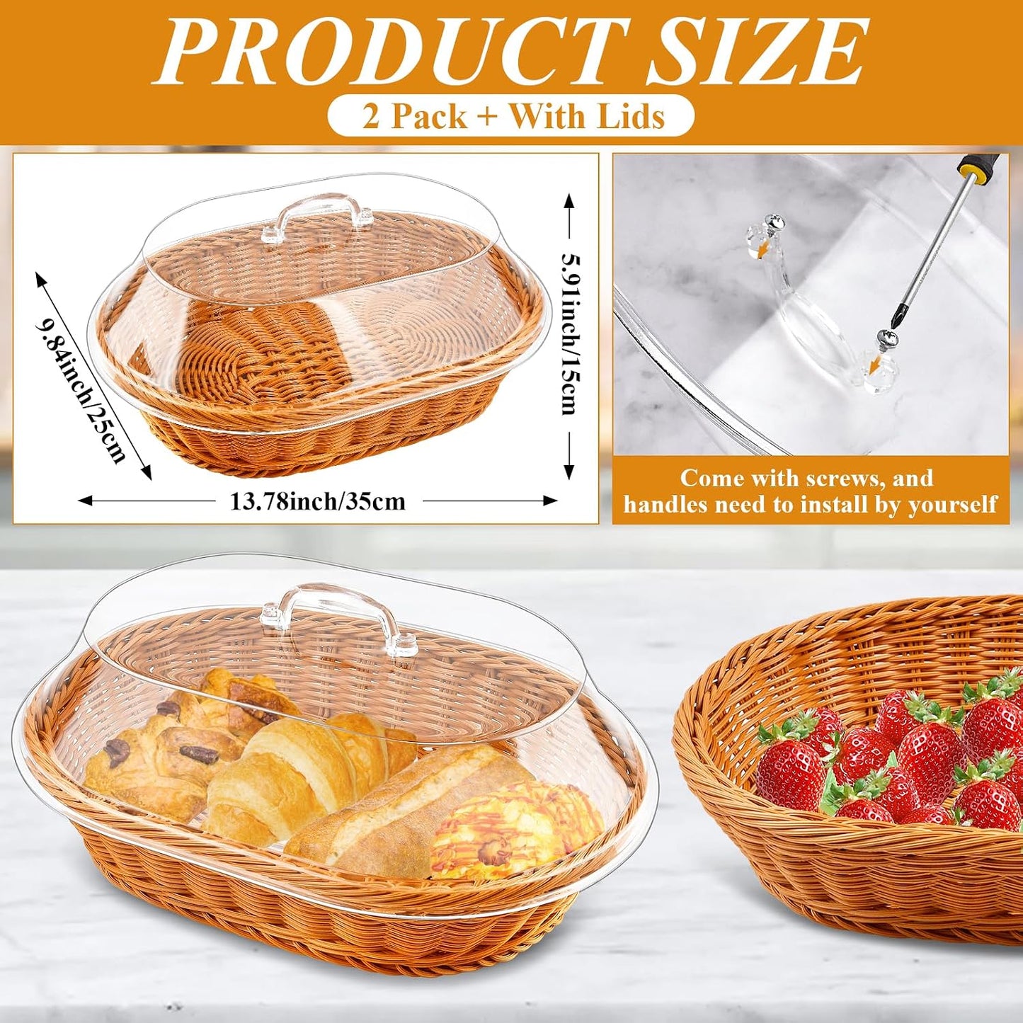 Wicker Bread Basket / Set of 2
