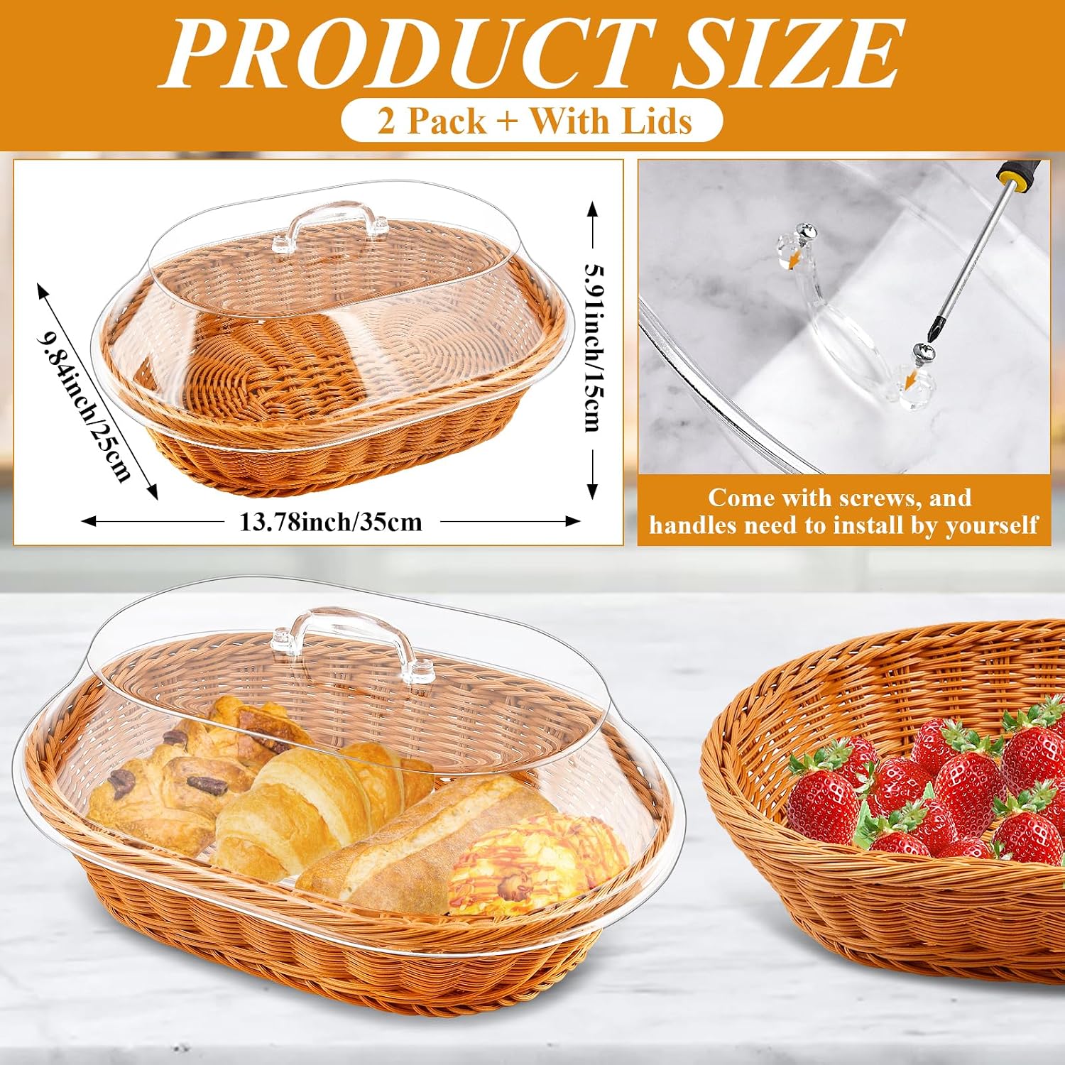 Wicker Bread Basket / Set of 2