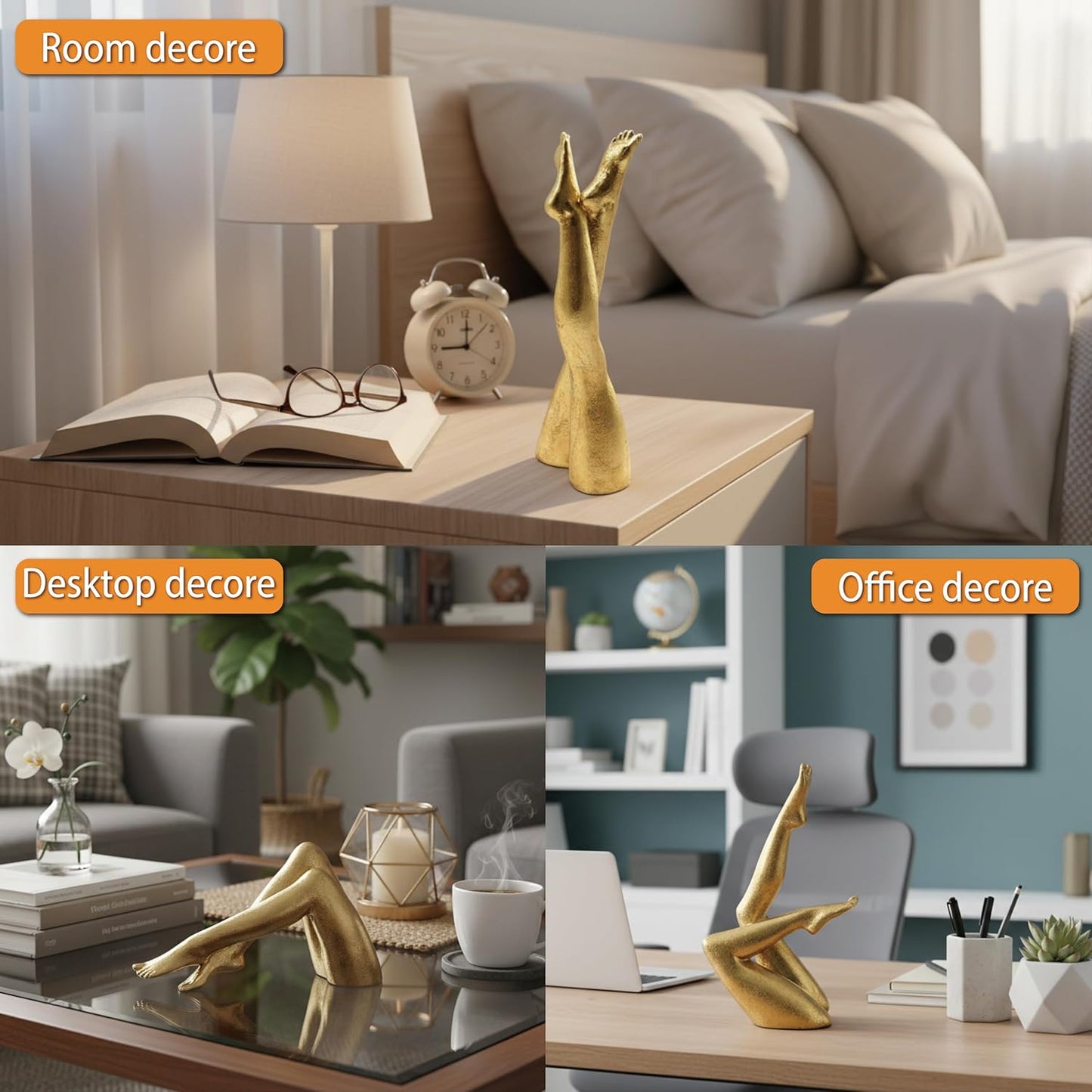 Home Decor Resin Leg Statue Decoration / Cross-up Leg / Gold
