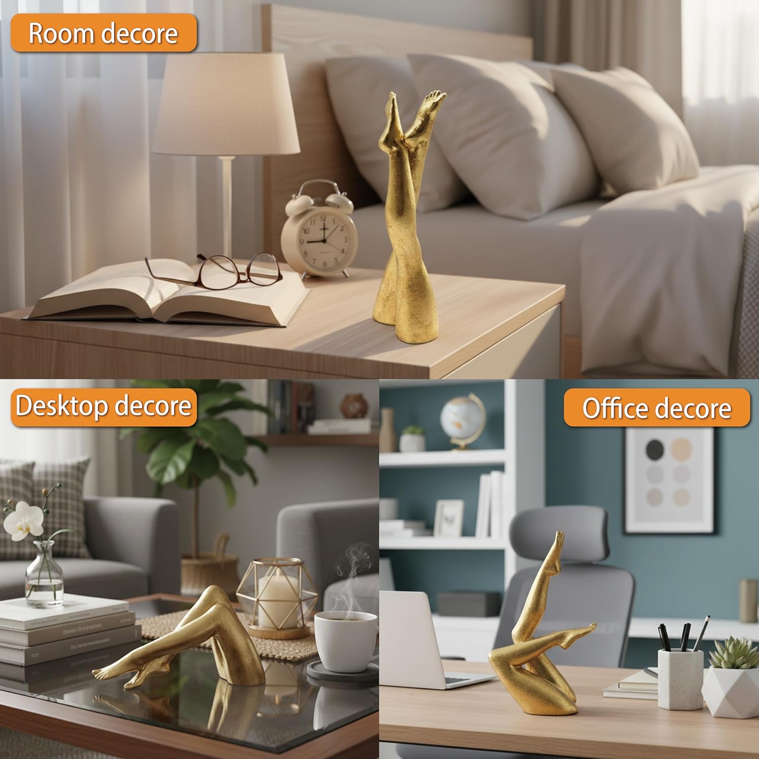 Home Decor Resin Leg Statue Decoration / Cross-up Leg / Gold