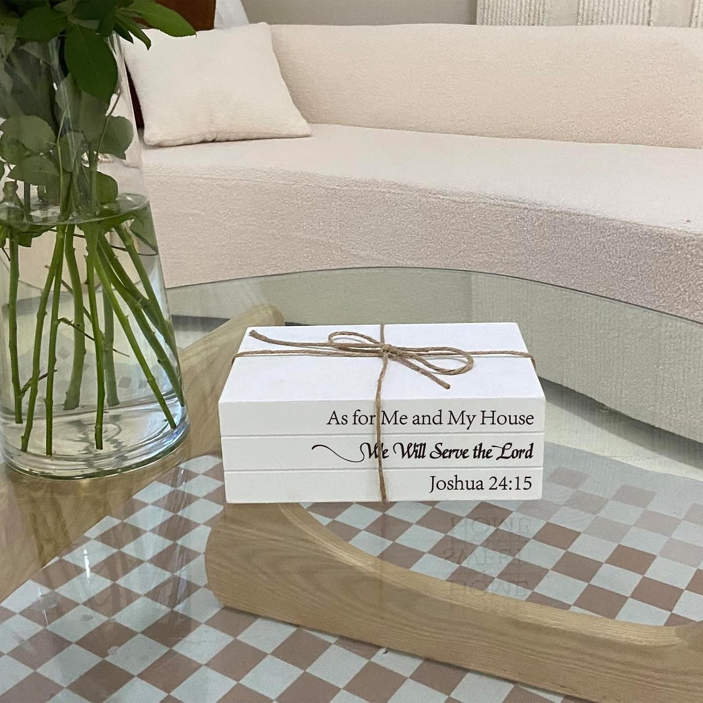 Faux Books for Decoration / As for Me and My House We Will Serve The Lord / White
