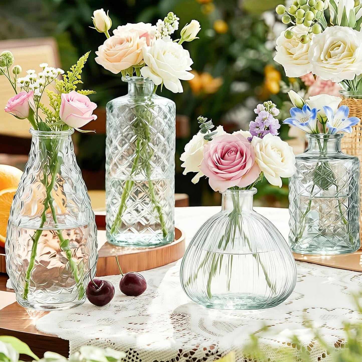 Glass Bud Vases / A / Clear / Set of 4