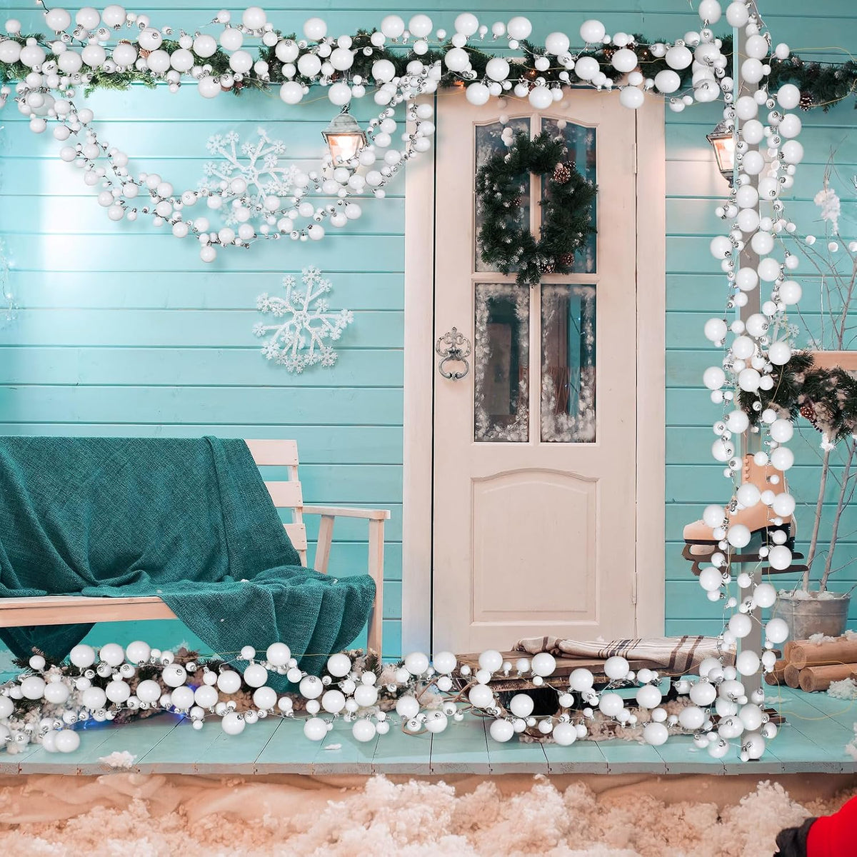 Geetery 29.5 Ft/350 Christmas Ball Garland Ball Ornament 3 Size Combo Christmas Bauble Garland Xmas Tree Bulb