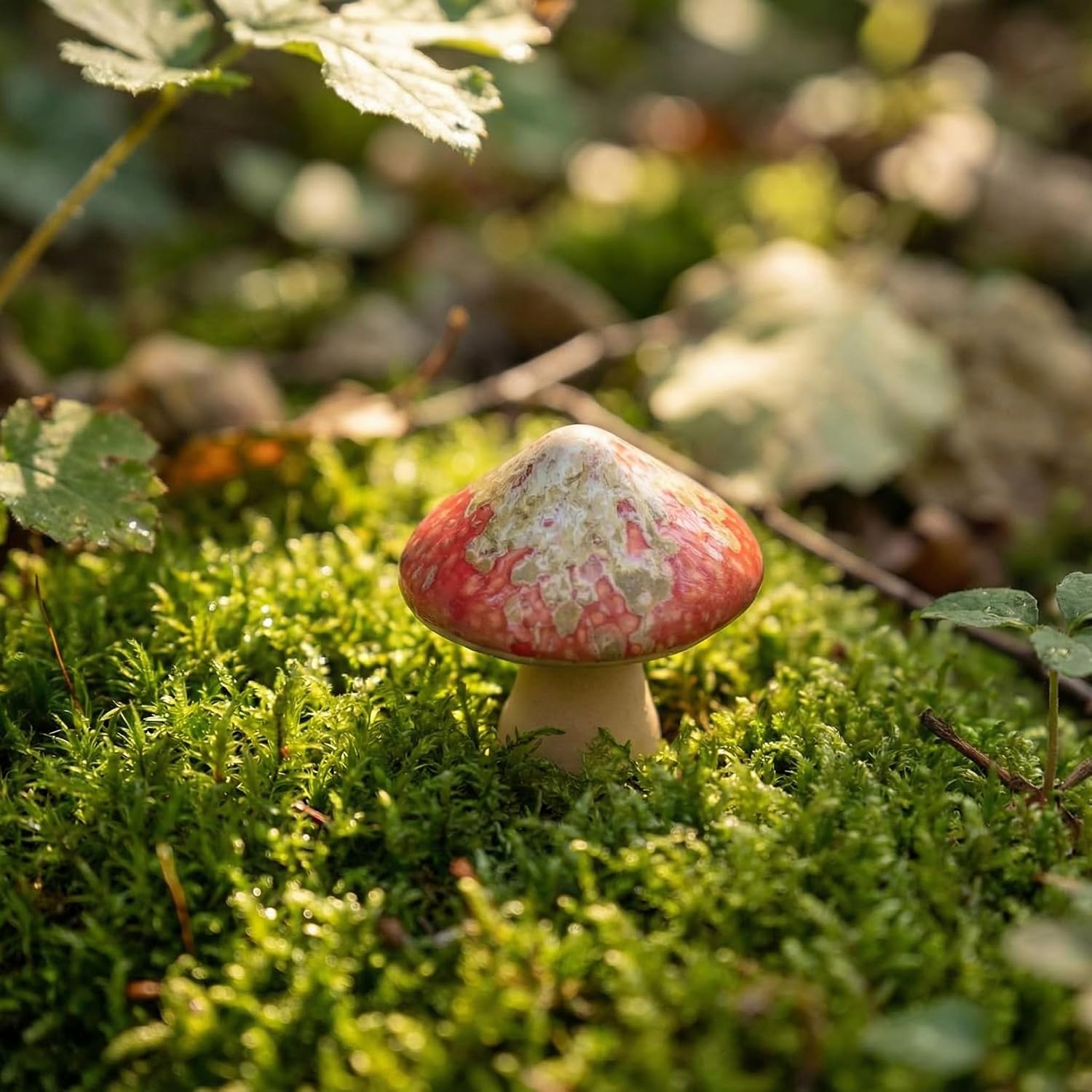 Ceramic Mushroom Garden Decor Kiln Transformed Mushroom Figurines / Set of 4