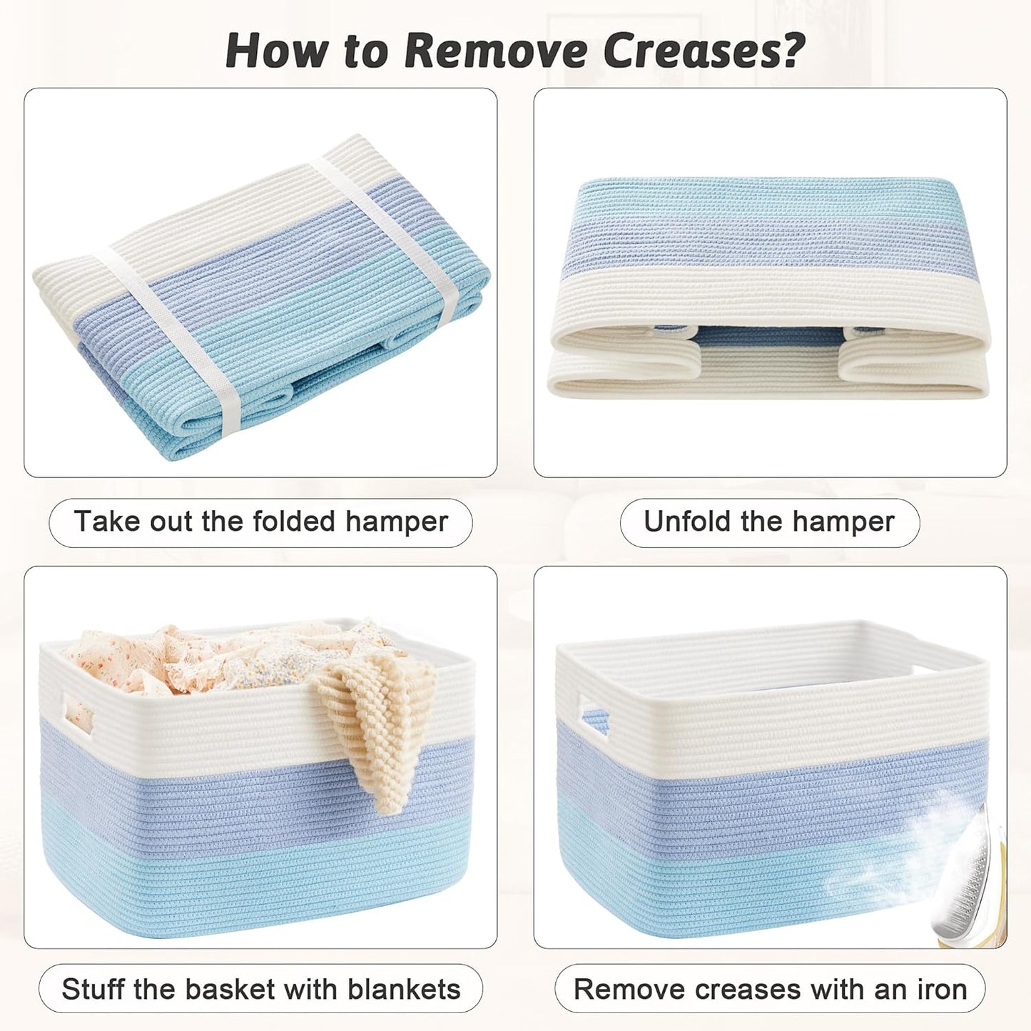 Rectangle Woven Baskets for Storage / Blue / 30L