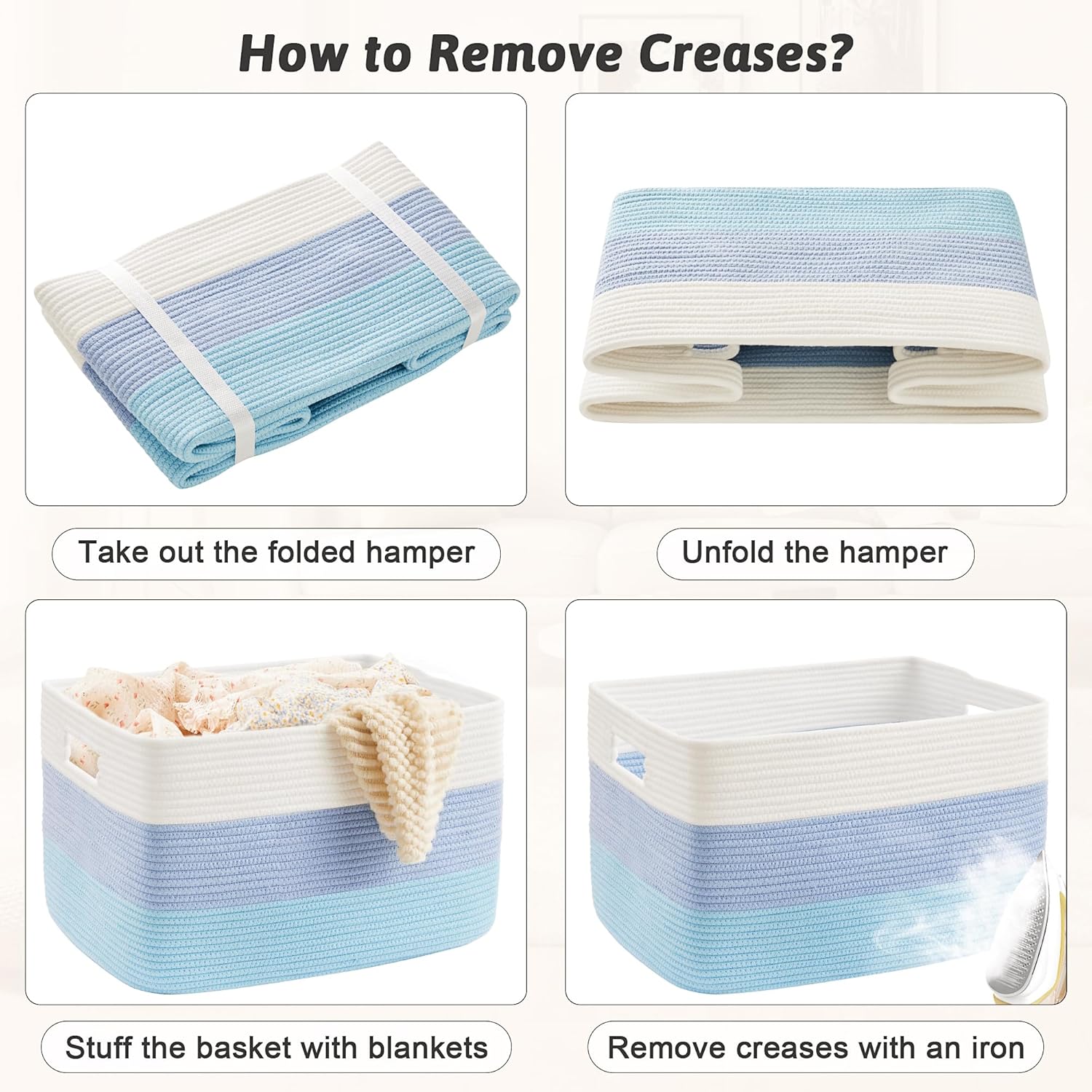 Rectangle Woven Baskets for Storage / Blue / 30L