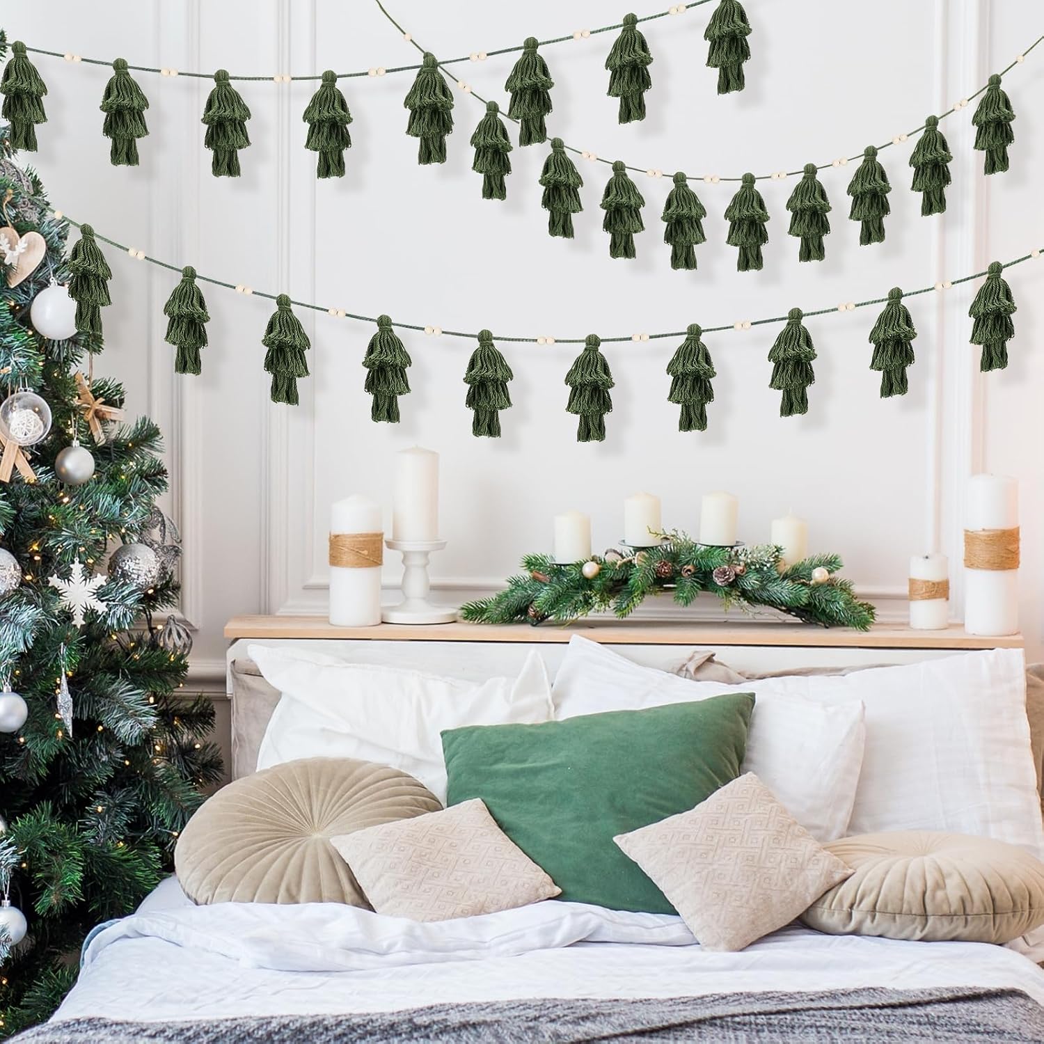 Boho Tassel Garland Christmas Tree Banner Decor Wall Hangings Home Decoration / Set of 3