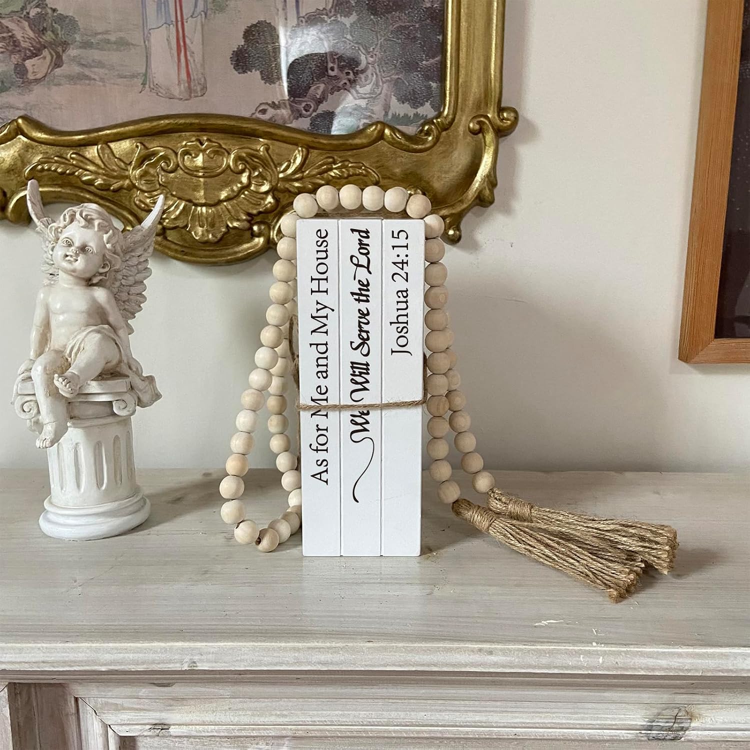 Faux Books for Decoration / As for Me and My House We Will Serve The Lord / White