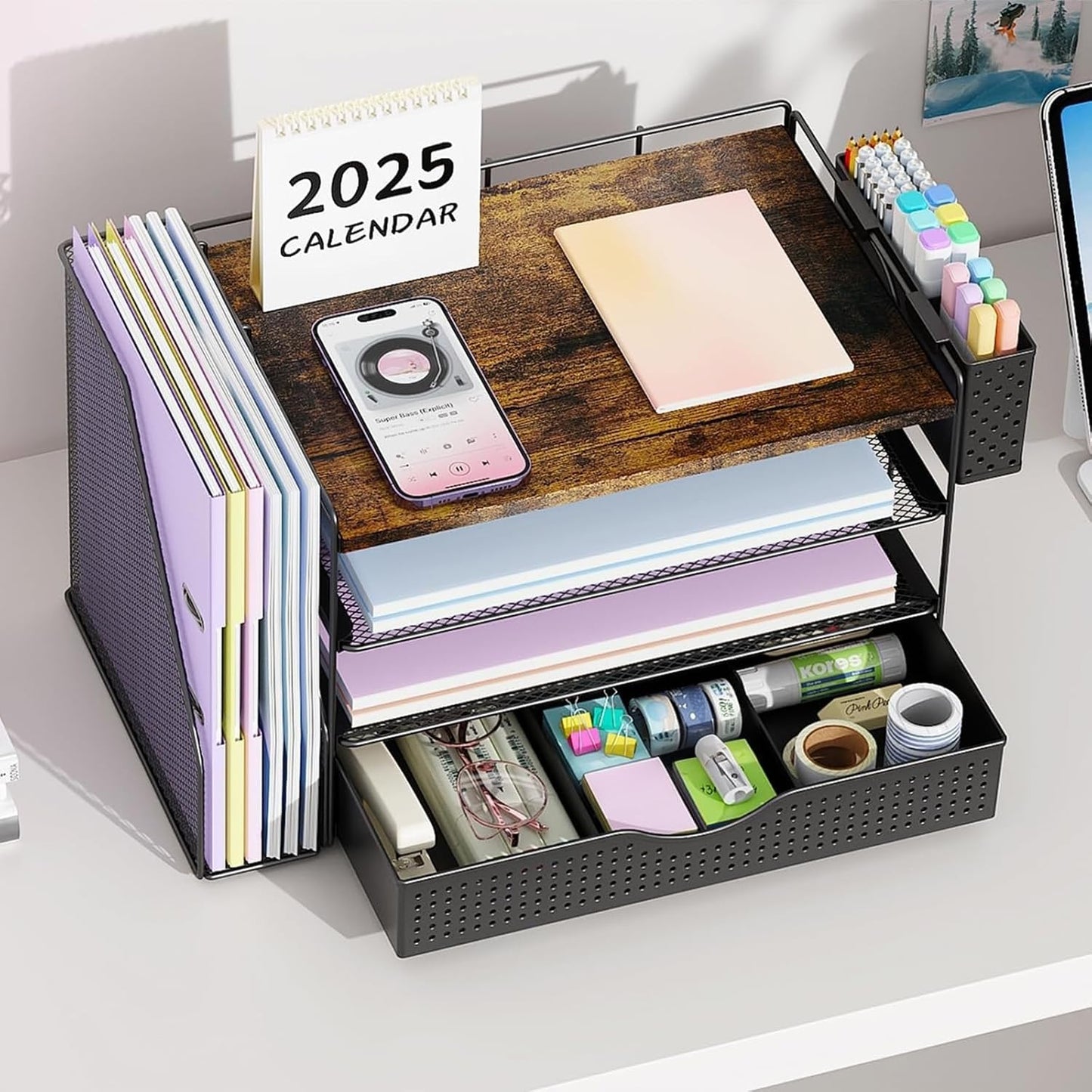 Desk Organizers and Accessories / Wood / 4T with Drawer