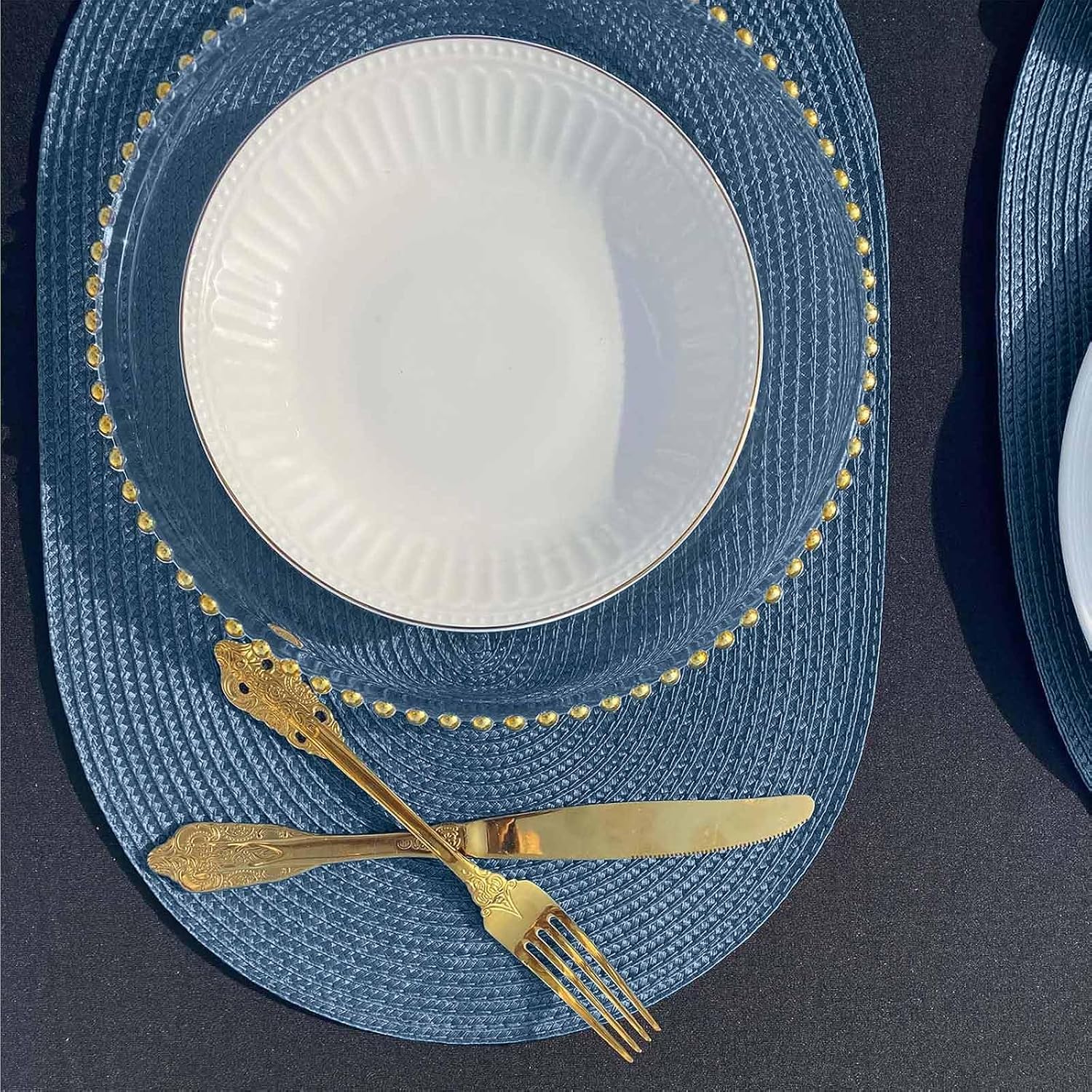 FunWheat Oval Braided Placemats Set of 8 Table Mats for Dining Tables Washable Heat Resistant Place Mats for Indoor