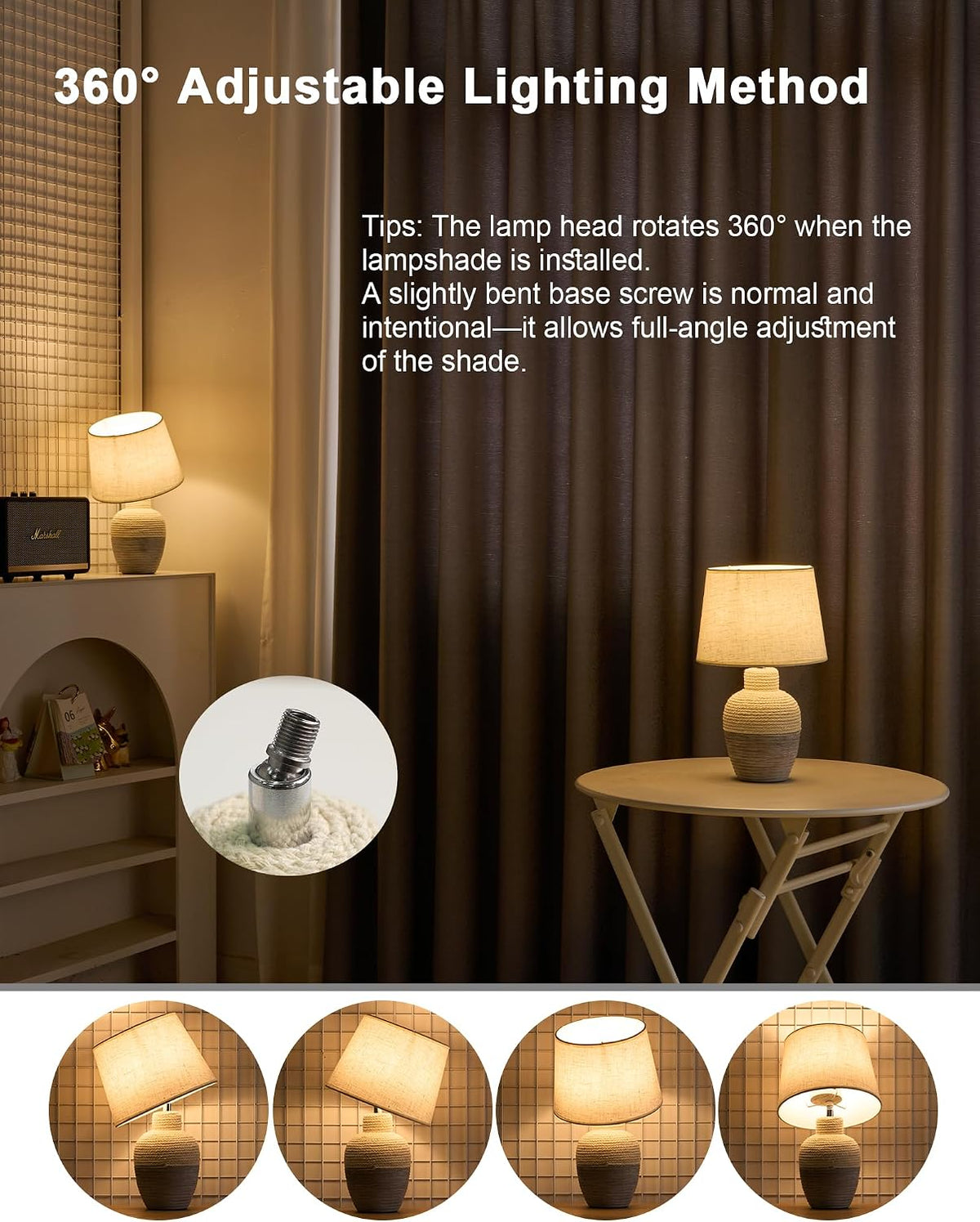 UMEXUS 13" Small Cordless Rechargeable Battery Table Lamp, Coastal Ceramic | Remote Control Timer, Dimmer, RGB & Warm