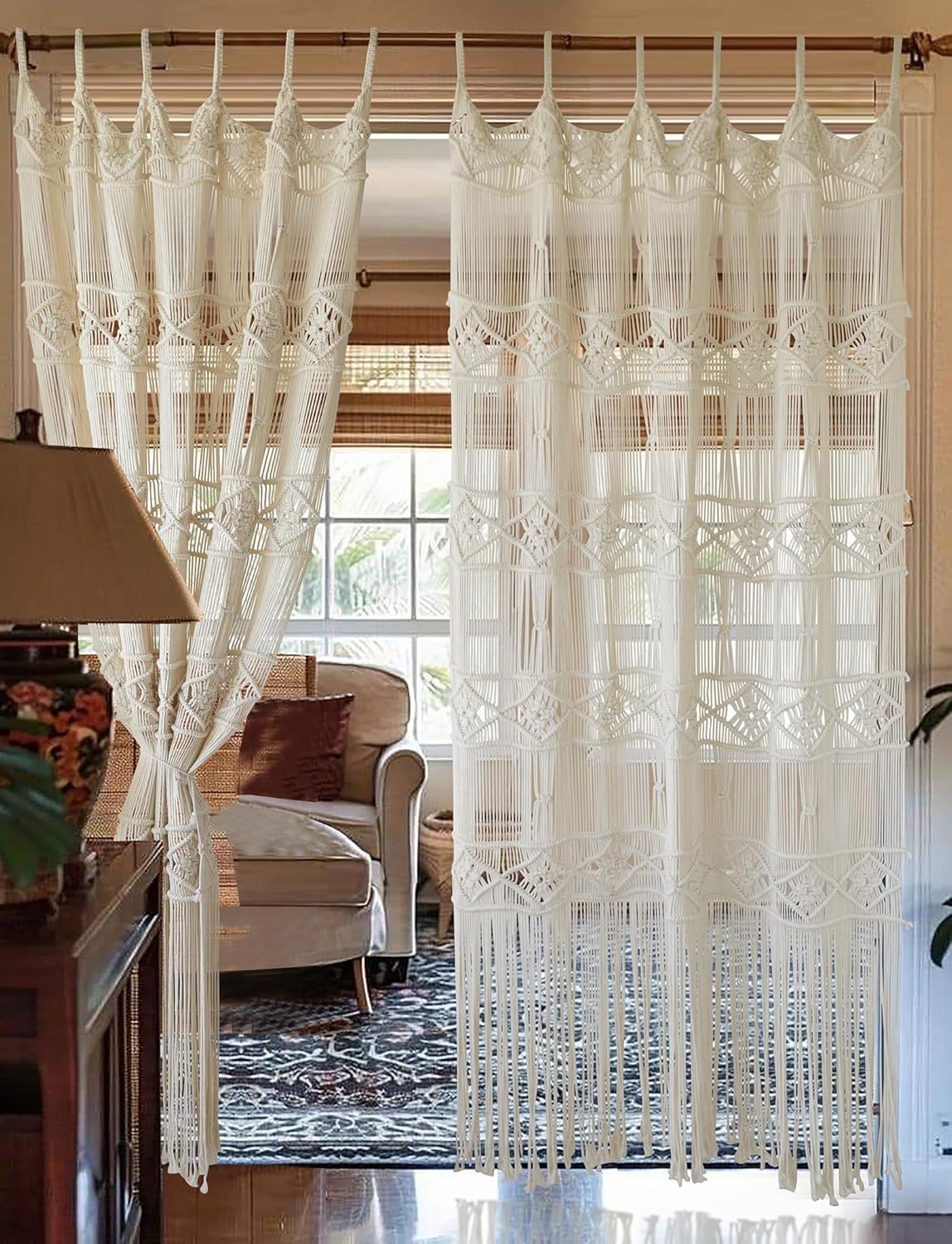 Macrame Curtain Handmade Woven Curtains / Ivory3 / Natural