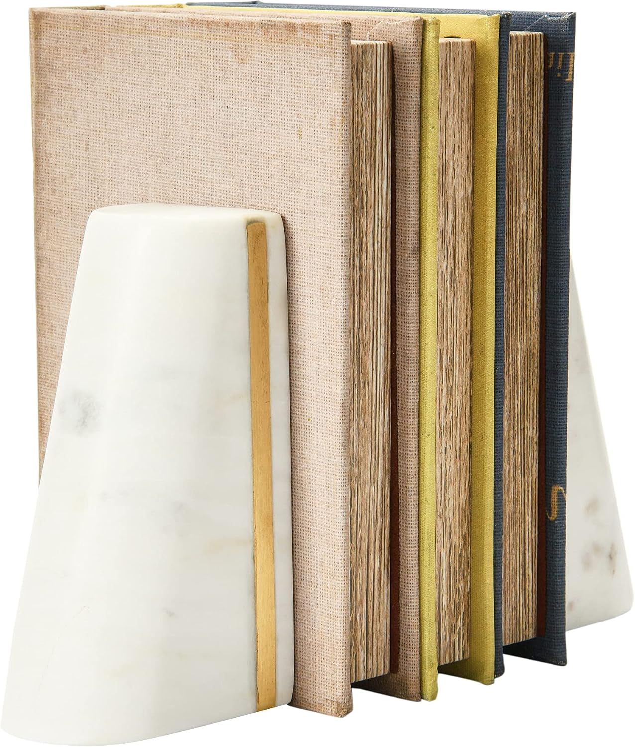 Geometric Marble Bookends / White