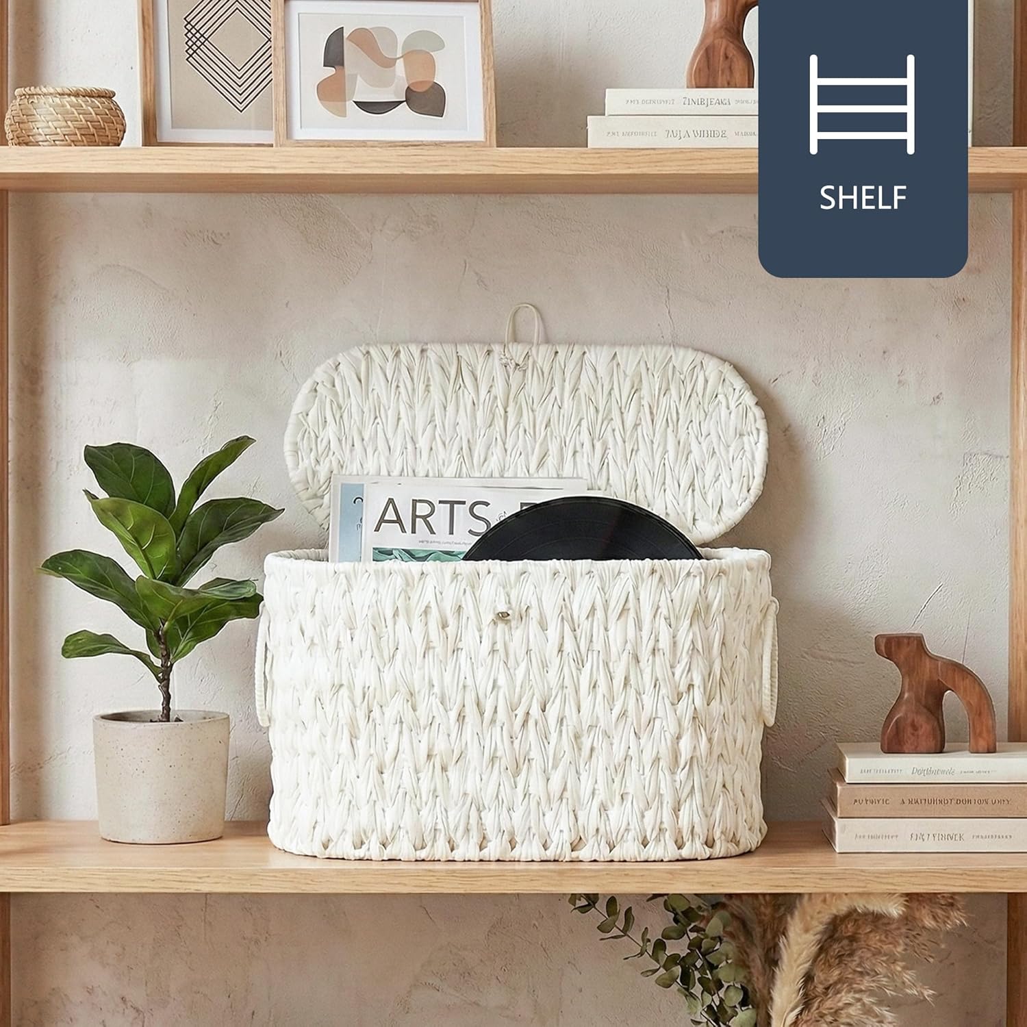 Decorative Boho Wicker Basket / Cream White