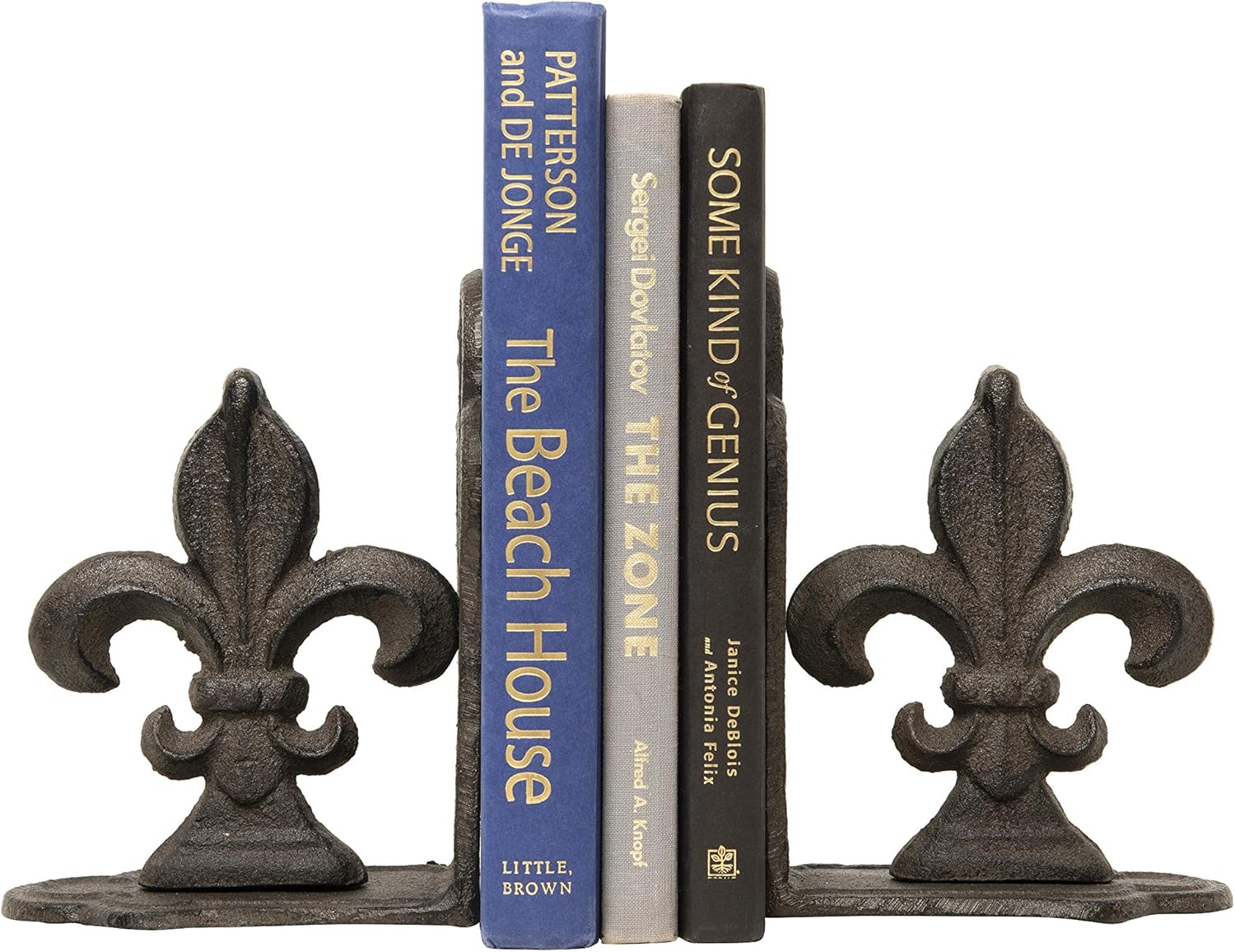 Decorative Metal Fleur de Lis Bookends / Bronze / Set of 2