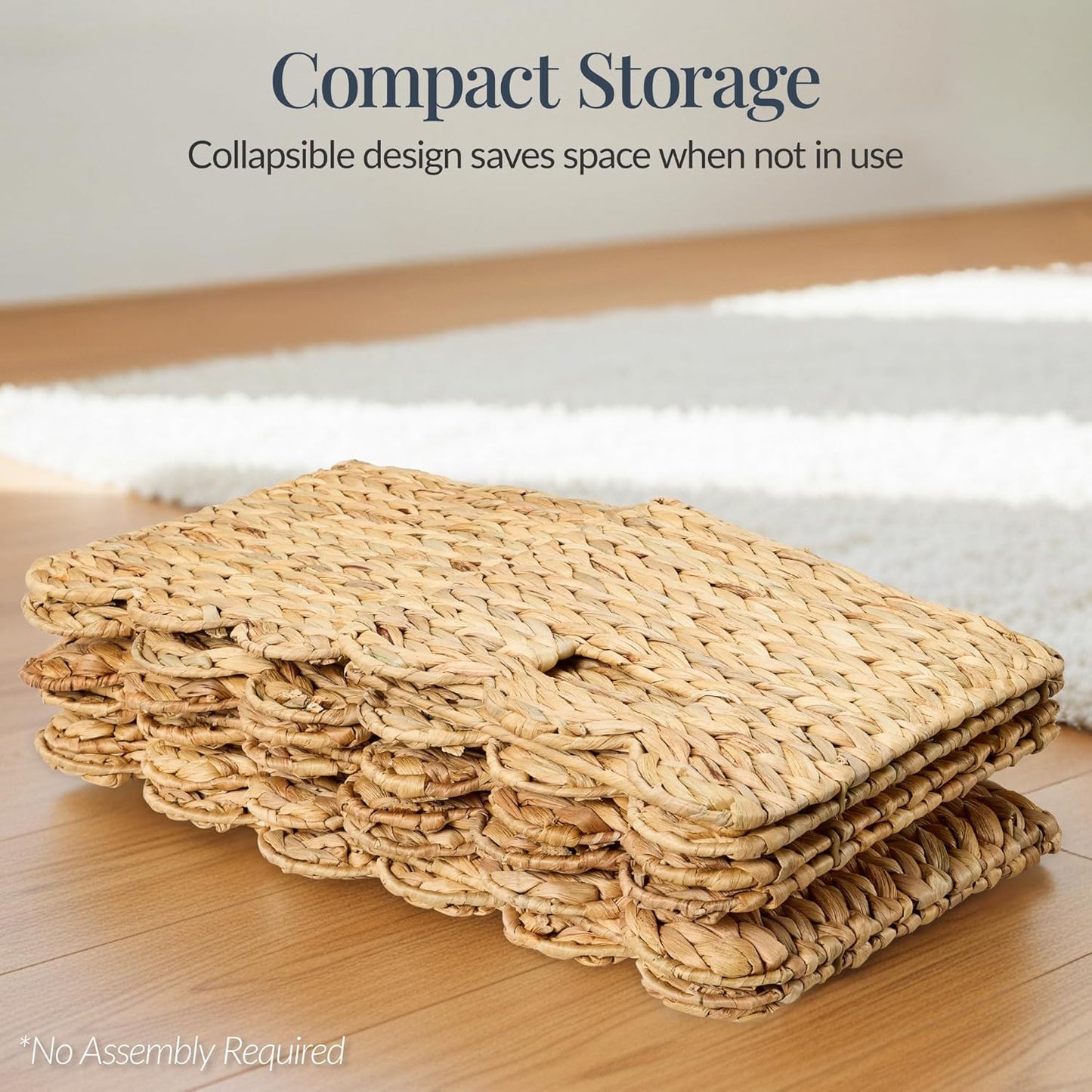 in Scalloped Hyacinth Baskets / 13 x 13 / Natural / Set of 5