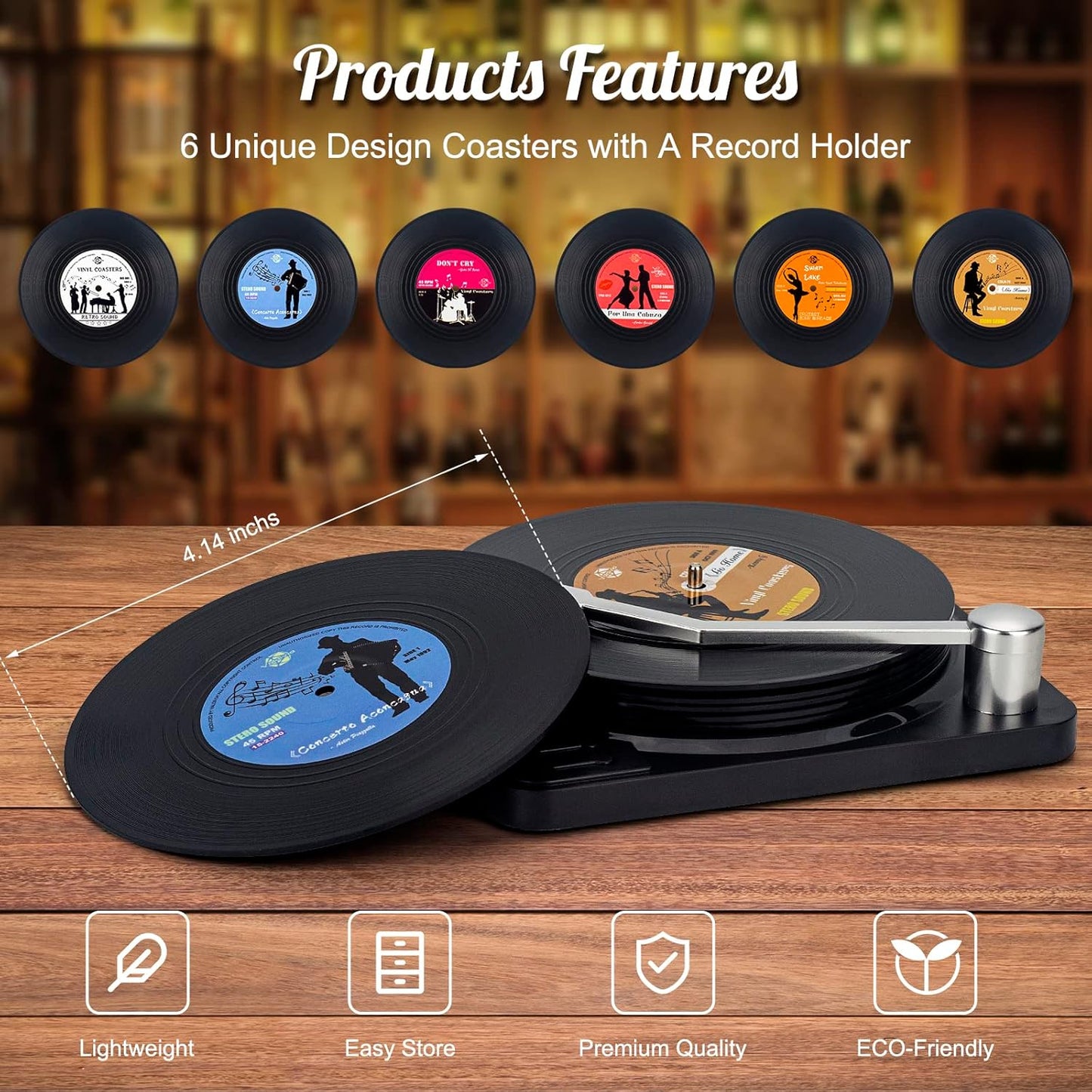 Music Coasters for Drinks / Classic / Set of 6