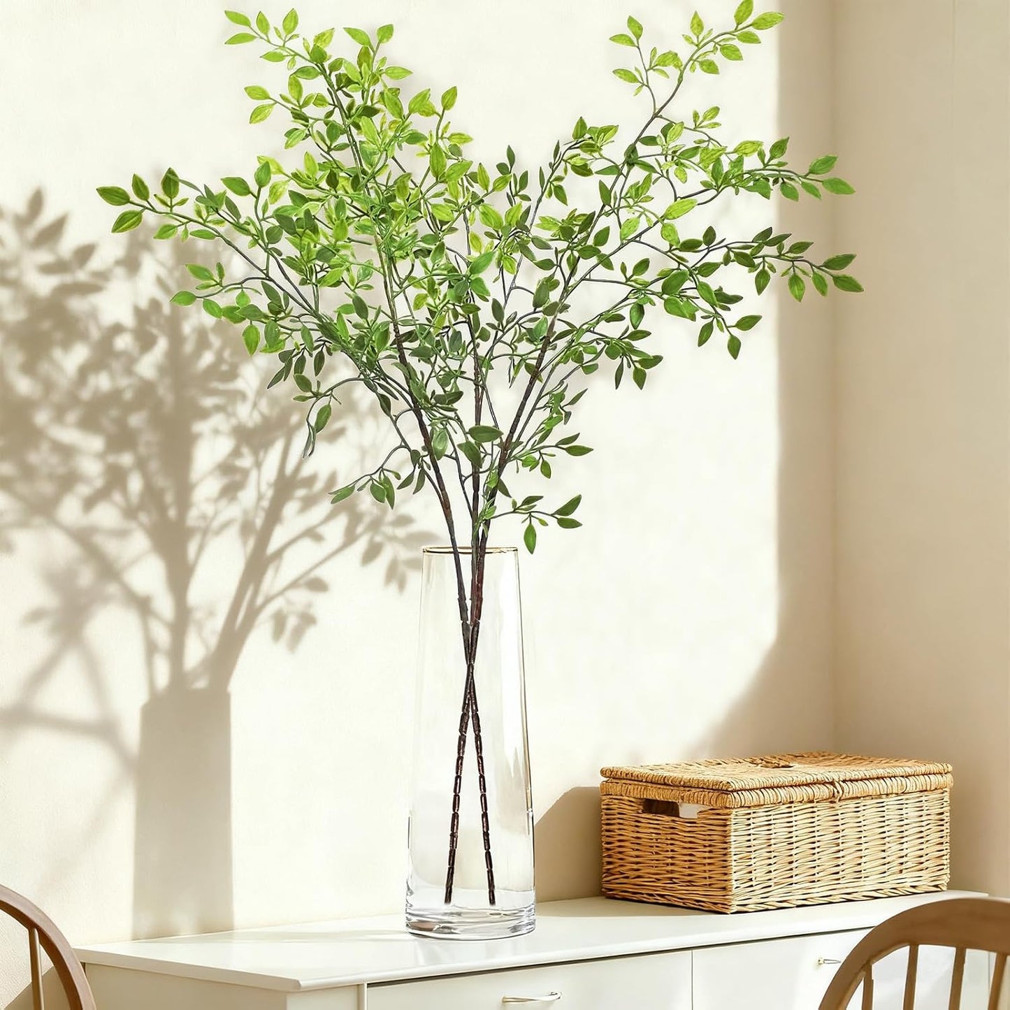 Artificial Plants Faux Branches for Vase / Green Nandina / 43.3 Inch / Set of 2