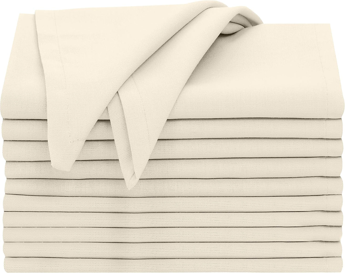 Ruvanti Cloth Napkins Set of 12, 100% Cotton 18”x18” - Antique White | Washable, Soft, Durable & Absorbent Everyday
