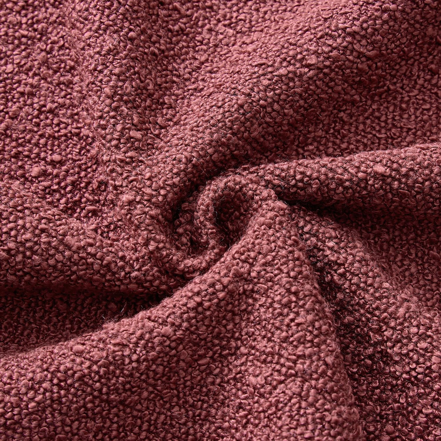 Decorative Boucle Throw Pillow Covers Textured Square Pillowcaes / 18 x 18 / Burgundy / Set of 2
