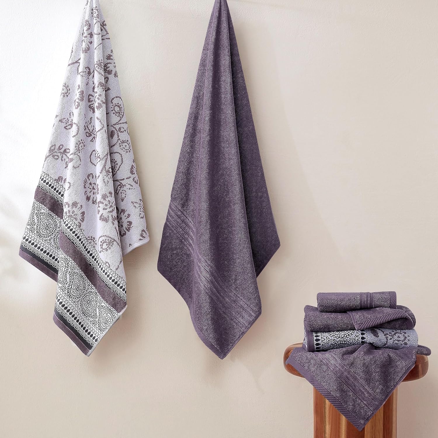 Modern Threads 6 Piece Bath Towel Set – Bathroom Set with 2 Bath Towels, 2 Hand Towels, and 2 Wash Cloths – 100%