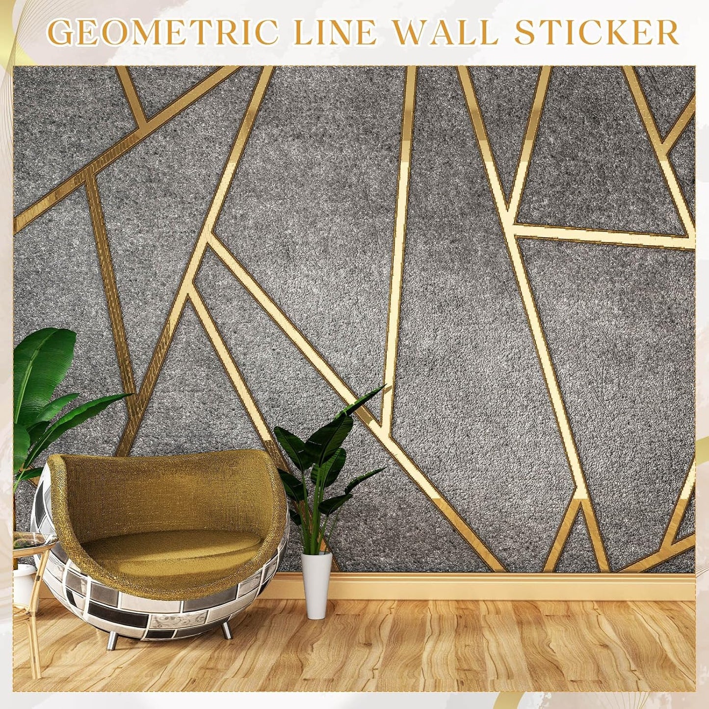 Wall Decals Peel and Stick Tape / Gold / 70.8 x 1.2 / Set of 24
