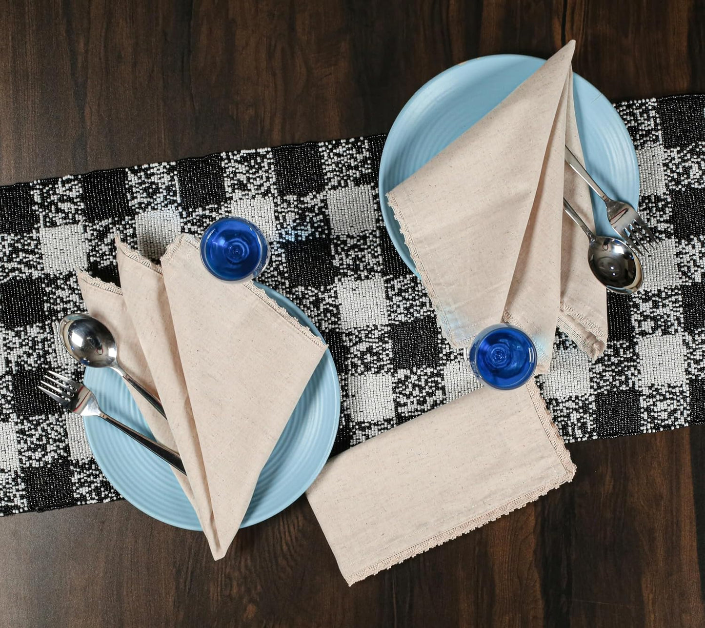 Homebia Design Cotton Linen Lace Napkins Set of 12, 18x18 Natural Blend | 85% cotton, 15% linen blend napkins with lace