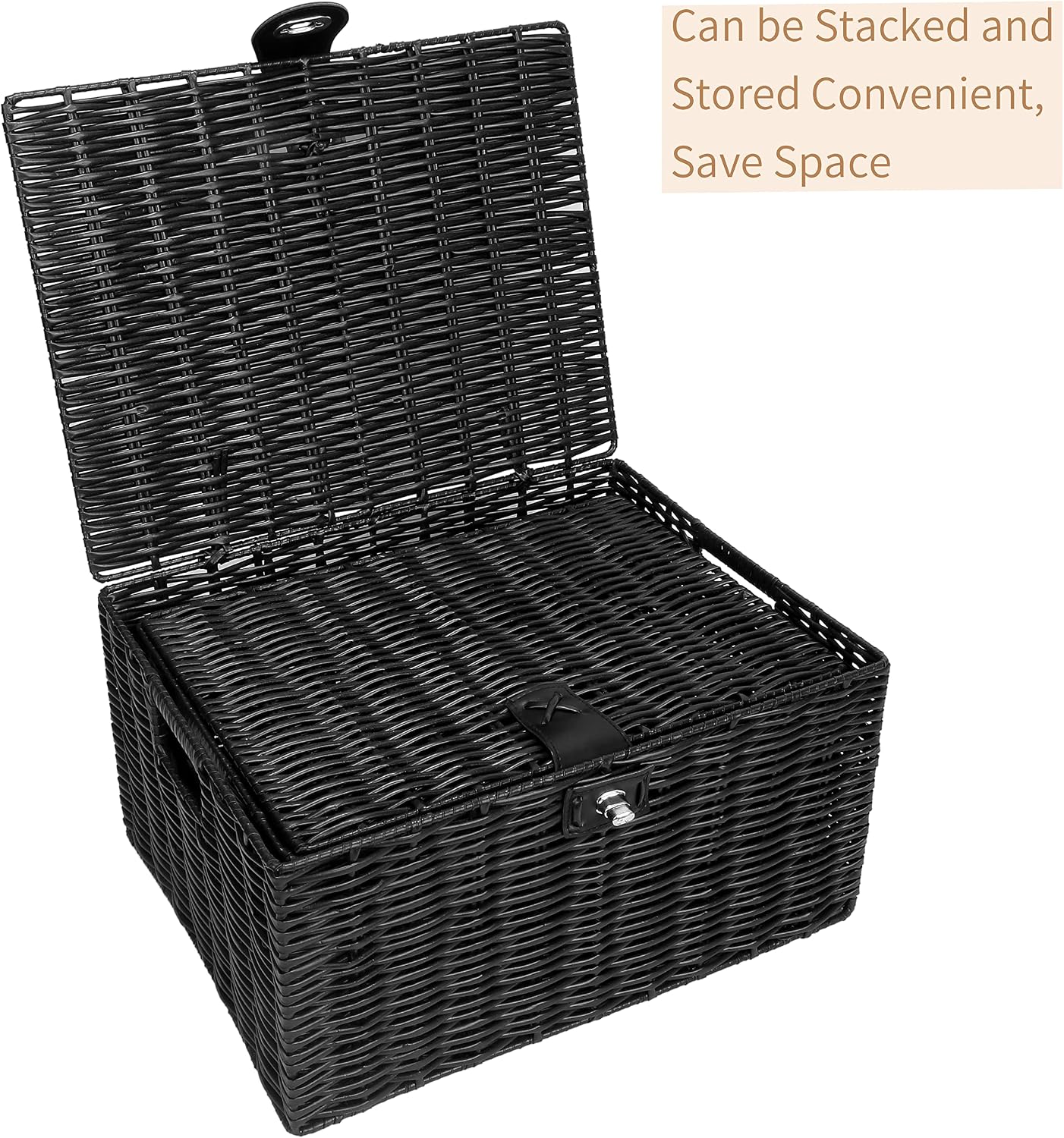 Woven Basket / Wicker Storage Baskets / Black / Set of 3