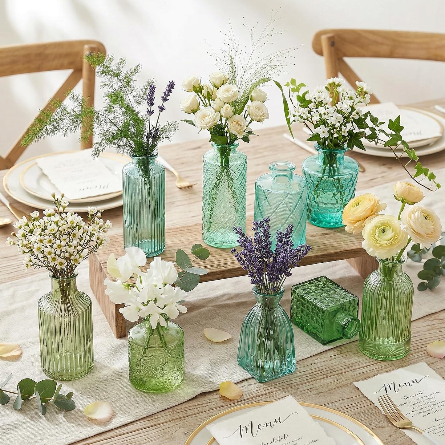 Green Glass Bud Vases / Green Series / Set of 30