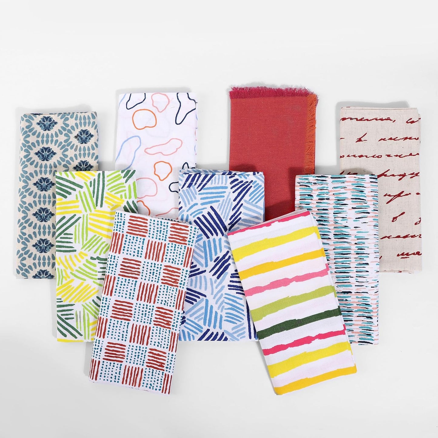 FINGERCRAFT Cloth Napkins Set of 12 Cotton Linen, 20x20 in Moroccan Beauty | Mitered corner, washable, soft, absorbent