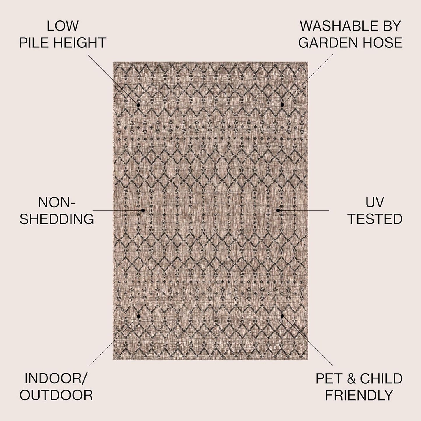 Ourika Textured Weave for Backyard / Natural/black / 9 x 10 / 7