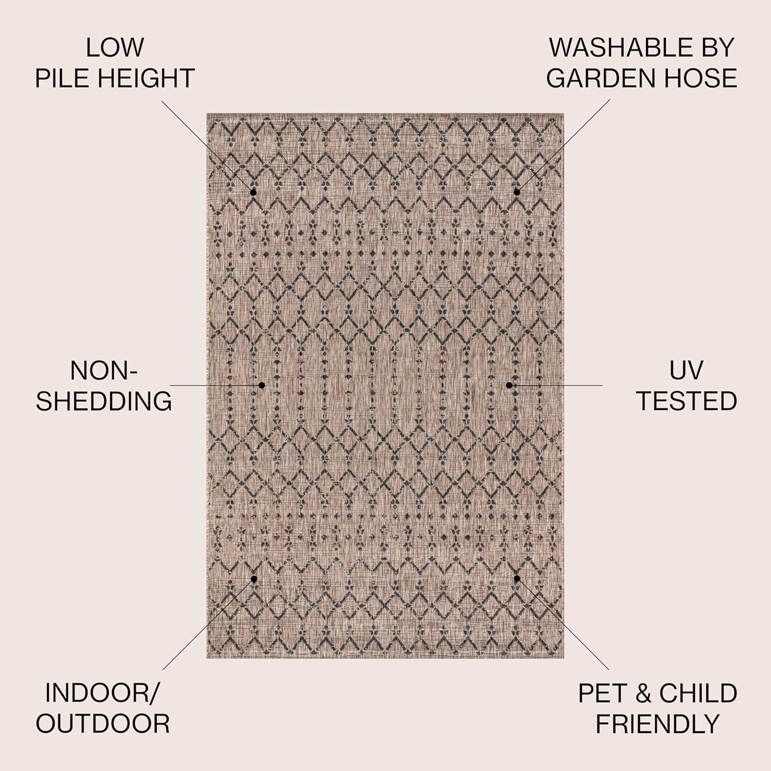 Ourika Textured Weave for Backyard / Natural/black / 9 x 10 / 7
