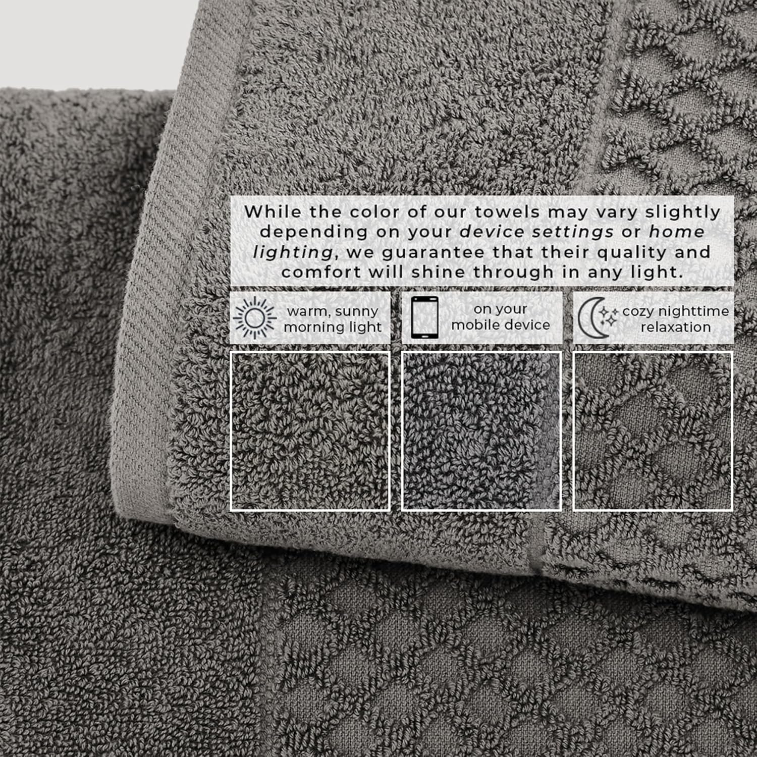 Great Bay Home Bath Towels - 100% Cotton 6 Piece Towel Set - Diamond Waffle Weave - Absorbent, Durable, Quick-Dry