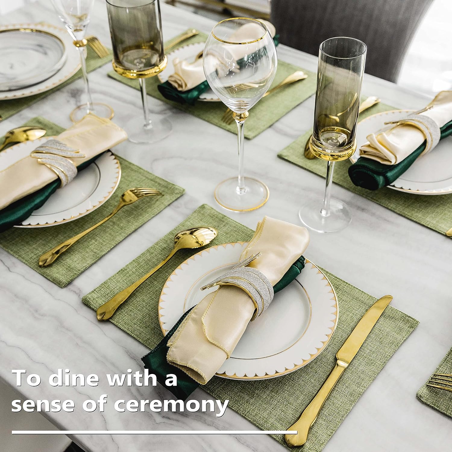 Home Brilliant Green Placemat Set of 8 Washable Place Mats Placemats Heat Resistant Sage Placemat for Dining Table
